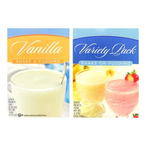 Healthywise Vanilla & Variety Pudding or Shake Mix - Low Calorie, 15g Casein Protein, Aspartame Free, Low Fat - 7 Servings per Box (2 Pack) - Perfect for Weight Loss, Post-Workout Recovery & Healthy Snacking