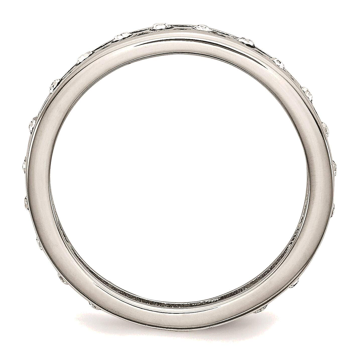Bonyak Stainless Steel Crystal Band Ring for Women - 4.50mm Polished Wedding Engagement Ring, Size 8 - Perfect for Anniversary, Valentine's Day & Special Occasion Gifts