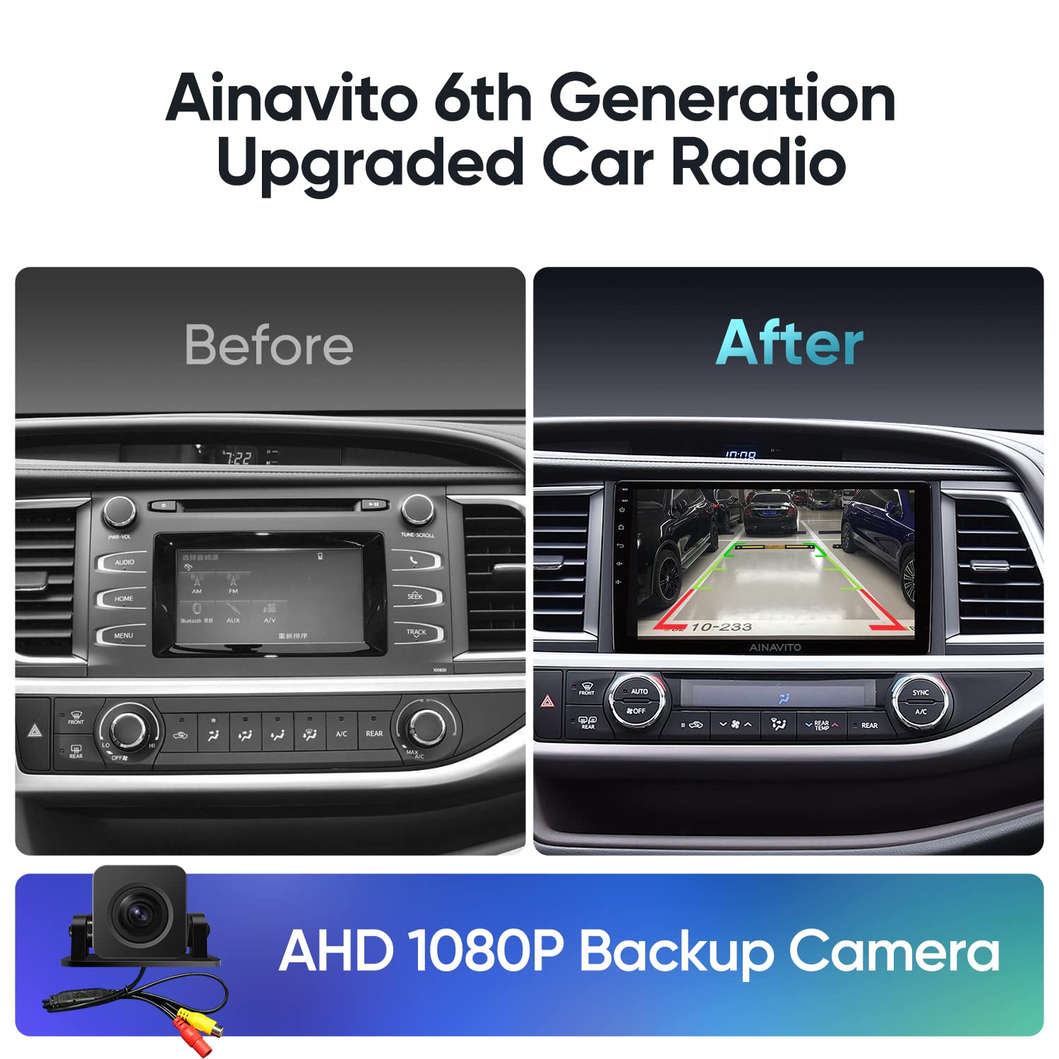 2015-2019 Toyota Highlander Car Stereo with Wireless Apple CarPlay & Android Auto - Plug & Play, Steering Wheel Control, 5G WiFi, Bluetooth 5.0, GPS Navigation - Perfect for Road Trips & Daily Commutes