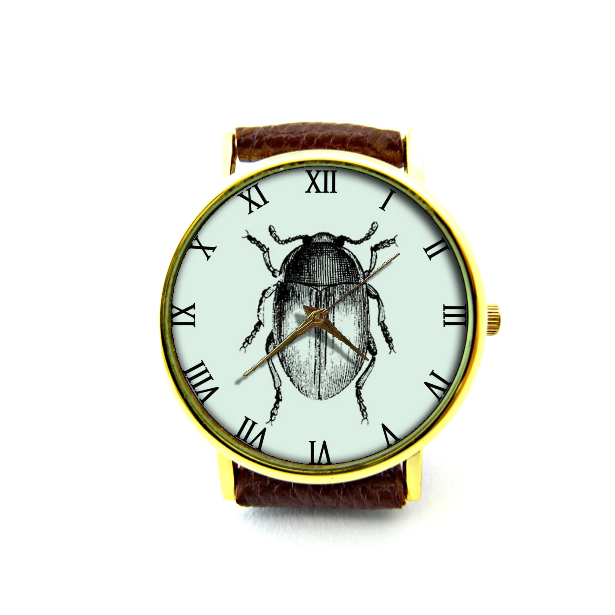 Handmade Genuine Beetle Leather Watch - Unique Insect Bracelet Watch for Men & Women - Perfect for Outdoor Adventures, Nature Lovers & Fashion Enthusiasts