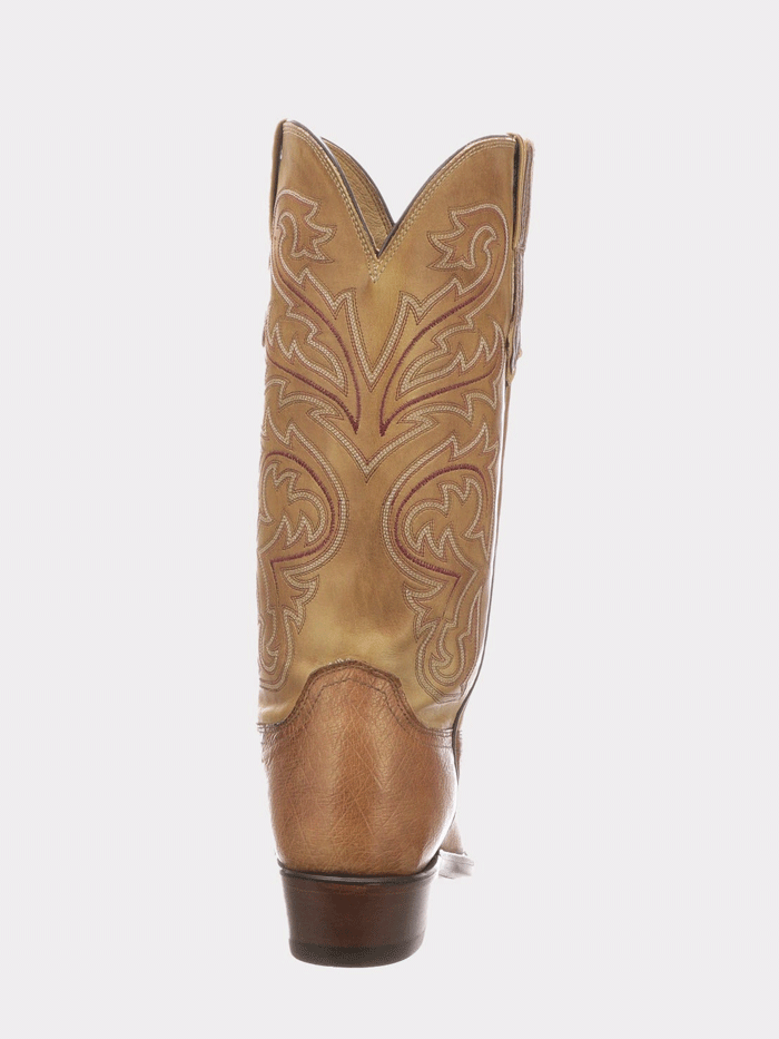 Lucchese N1160.74 Men's Nathan Smooth Ostrich Leather Cowboy Boots in Barnwood - Western Style Riding Boots for Country Music Festivals & Rodeo Events