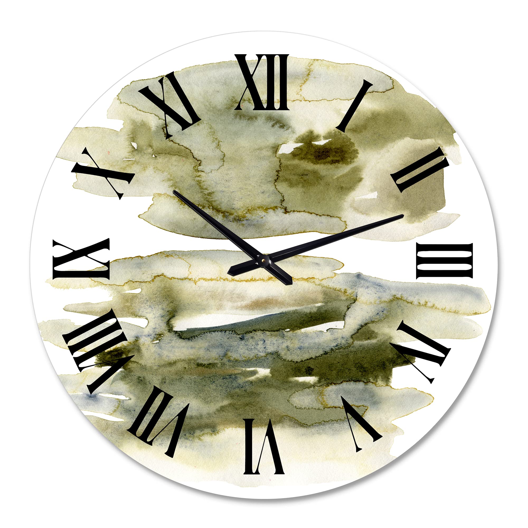 Dark Green Abstract Clouds II Modern Wall Clock - Large Fractal Design for Kitchen, Living Room & Office Decor | Silent Non-Ticking Home Wall Art