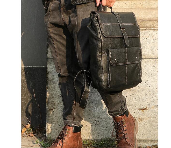 Stylish Black Leather Backpack for Business Professionals - Perfect for Office, Travel & Daily Commute