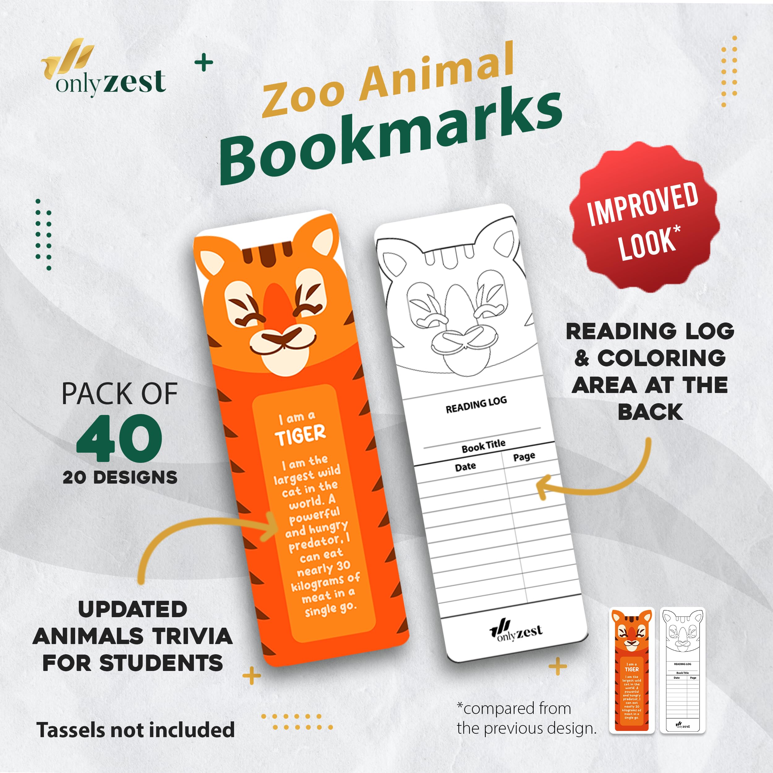 40 PCS Animal-Themed Bookmarks for Kids - Fun Zoo Animal Design (20 Styles) - Perfect for Reading, School, Gifts & Classroom Rewards