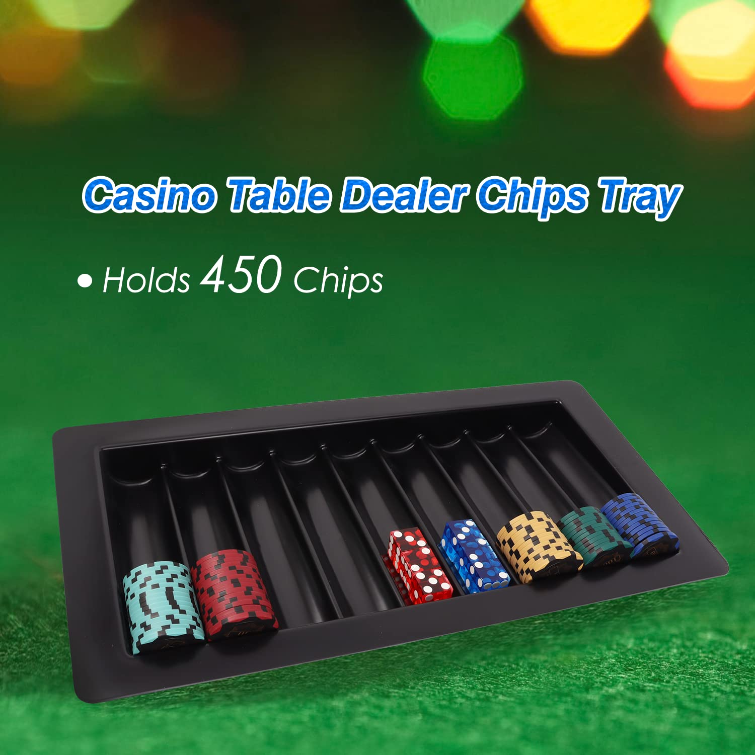 Professional Casino Poker Chip Tray - Las Vegas Style Dealer Table Chips Holder for Poker Games, Casino Nights & Home Poker Tournaments