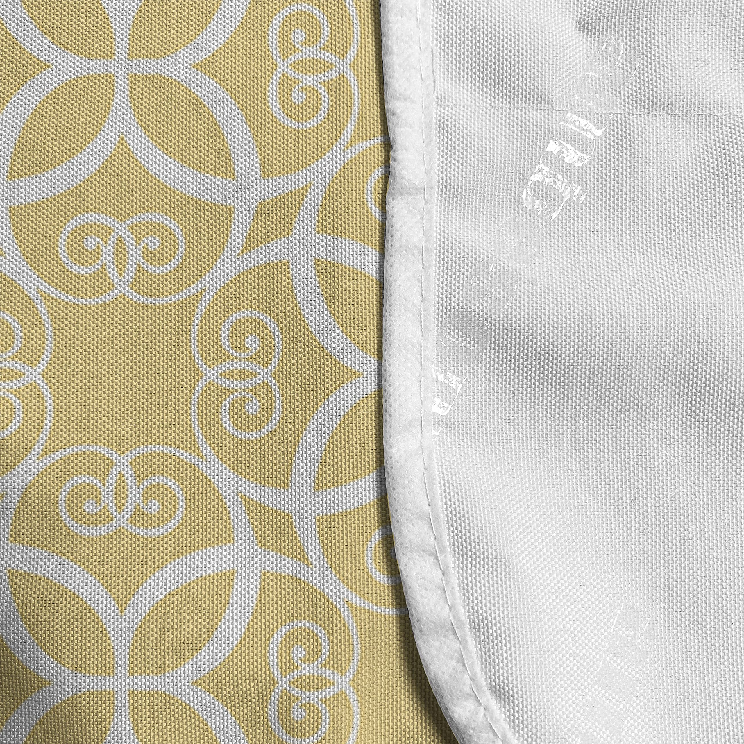 Ambesonne Microwave Oven Cover - Waterproof Pale Yellow & White Floral Design with Swirls & Symmetrical Patterns, 36