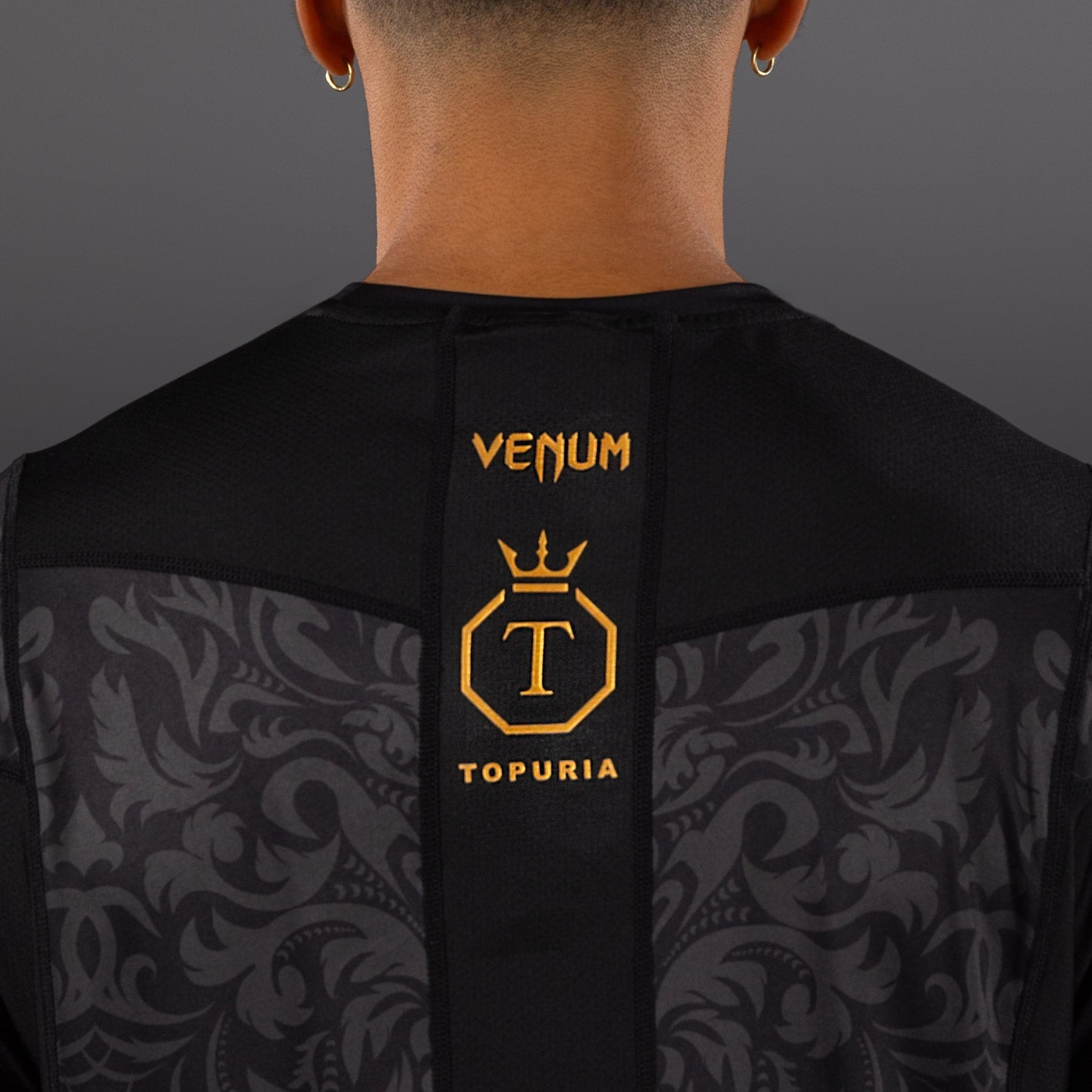 Venum x Topuria Unmatched Edition Dry Tech Shirt - Moisture Wicking Performance T-Shirt for MMA & Training (Black/Gold) | Gym, Boxing & Combat Sports Apparel
