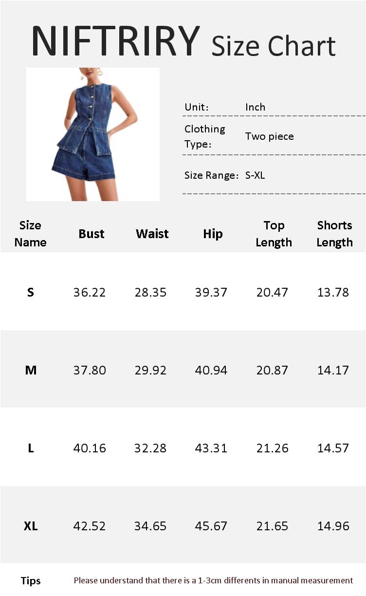 NIFTRIRY Women's Summer Denim Two-Piece Set - Vest & Top Outfit for Casual Wear | Perfect for Beach, Travel & Everyday Fashion