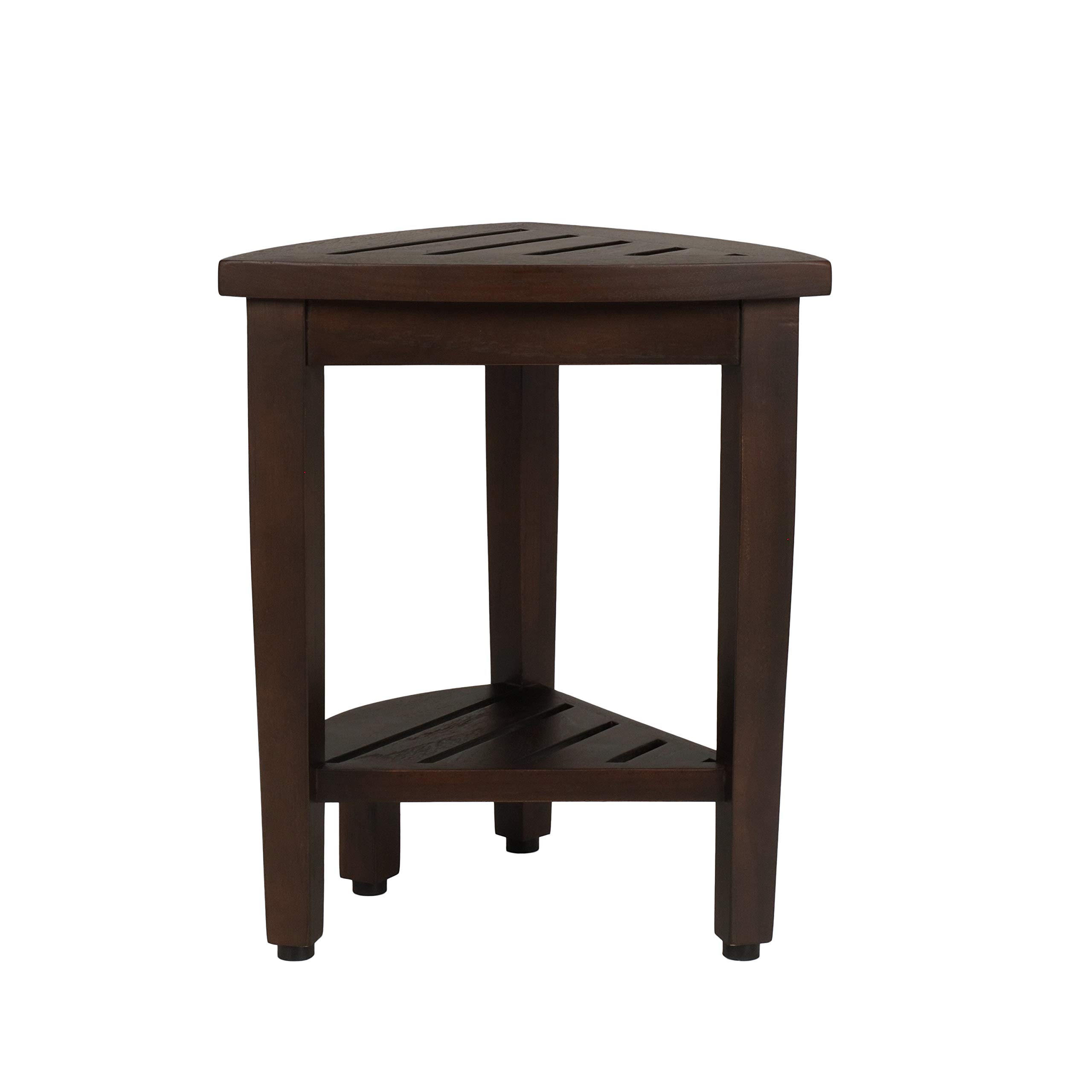 Premium Waterproof Teak Wood Shower Bench with Storage Shelf - Non-Slip Shower Stool Seat for Bathroom Safety & Organization - Ideal for Spa, Elderly & Handicap Accessibility in Showers