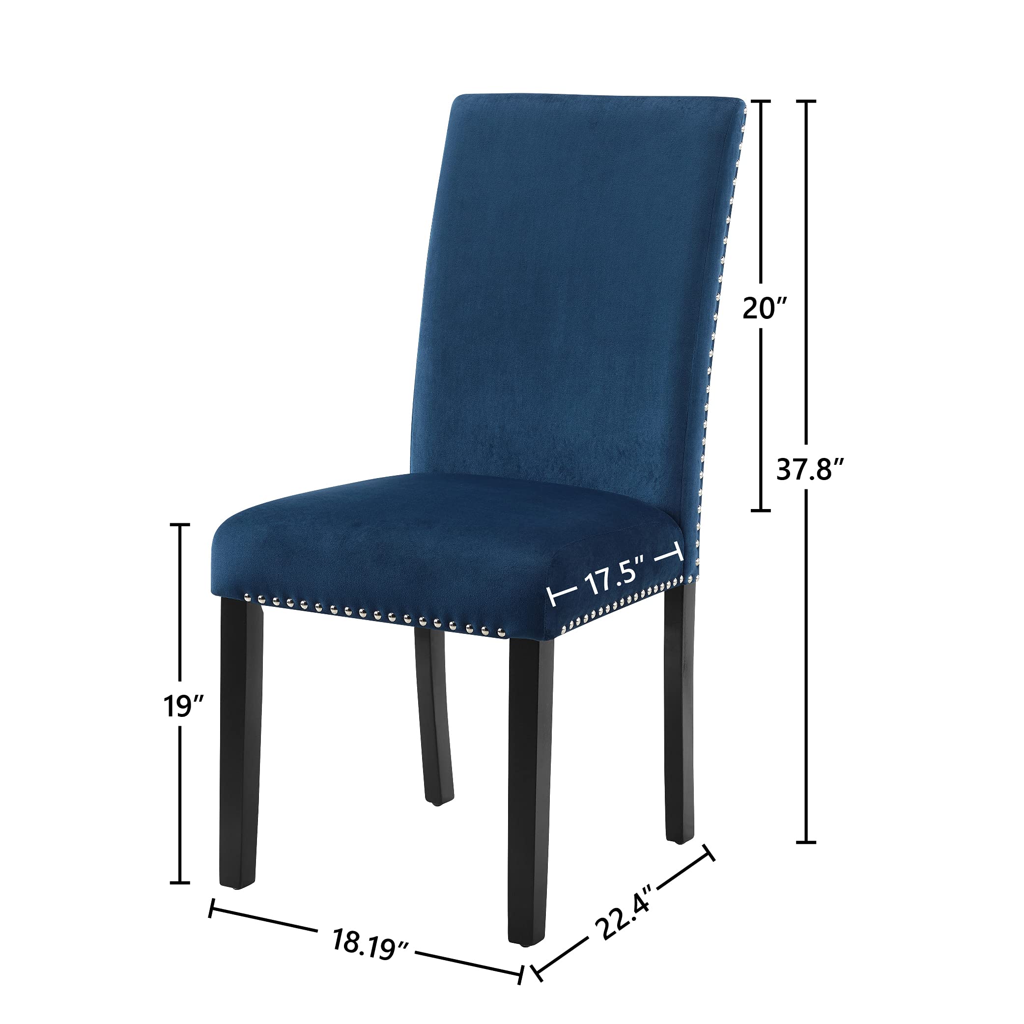 Celeste Blue Velvet Upholstered Dining Chairs Set of 2 - Modern Classic Furniture for Dining Room, Kitchen, Breakfast Nook & Home Decor