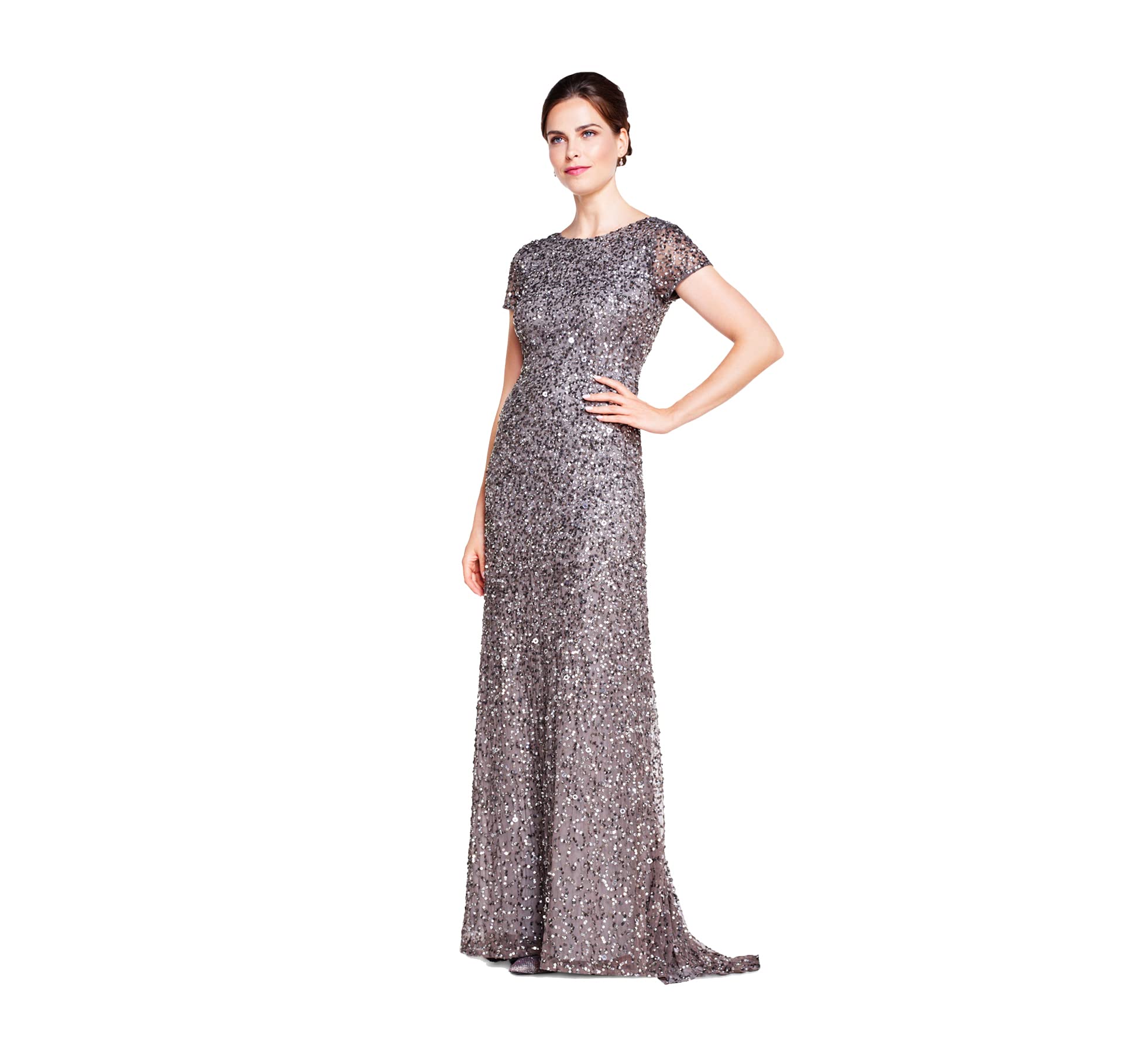Adrianna Papell Women's Sparkling Short Sleeve Sequin Evening Gown - Perfect for Prom, Cocktail Parties & Special Occasions