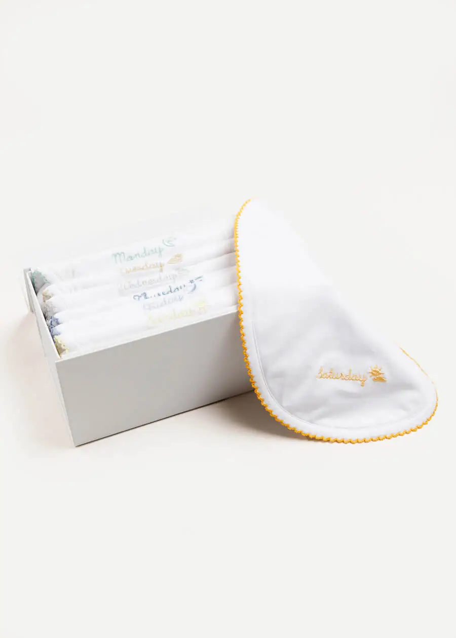 7-Pack White Baby Bibs Set - Soft & Absorbent for Feeding, Mealtime, and Everyday Use