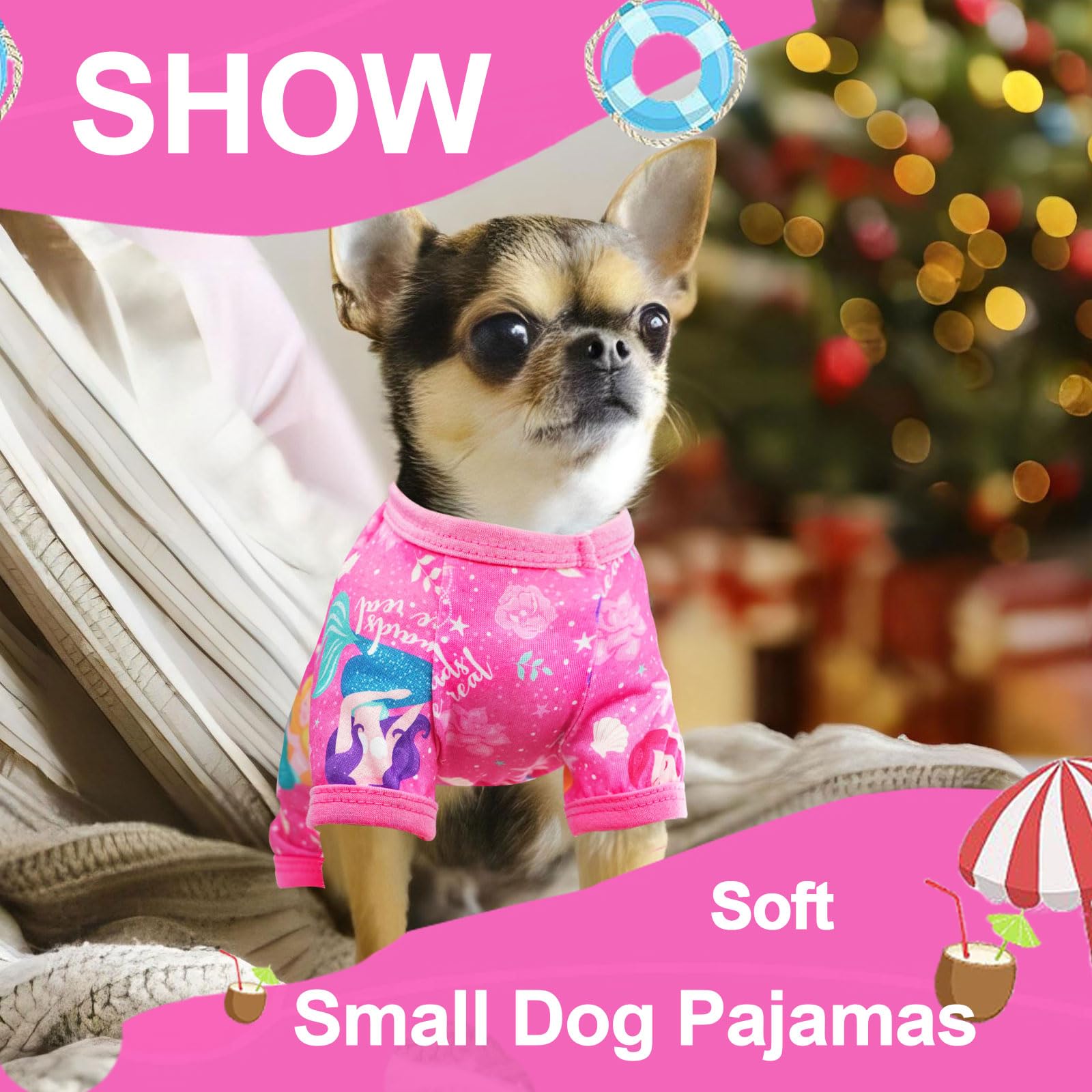 Small Dog Pajamas - Soft & Stretchy Puppy Clothes for Summer - Cute Dog Pjs for Small Breed Dogs (Girl & Boy) - Perfect for Indoor Lounging, Sleepwear & Photo Shoots