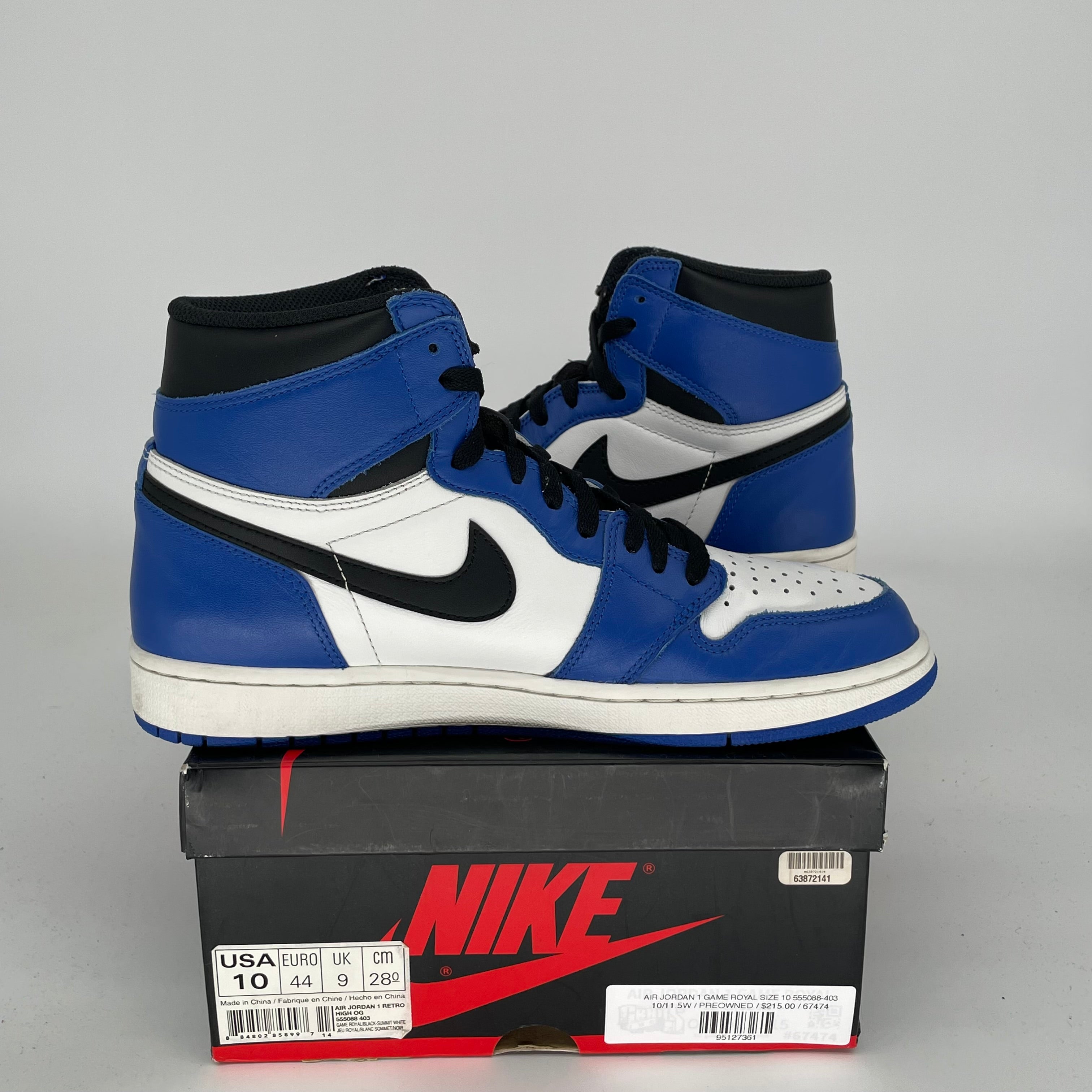 Air Jordan 1 Retro High OG 'Game Royal' Men's Basketball Shoes Size 10 (555088-403) - Perfect for Sneaker Collectors & Streetwear Fashion