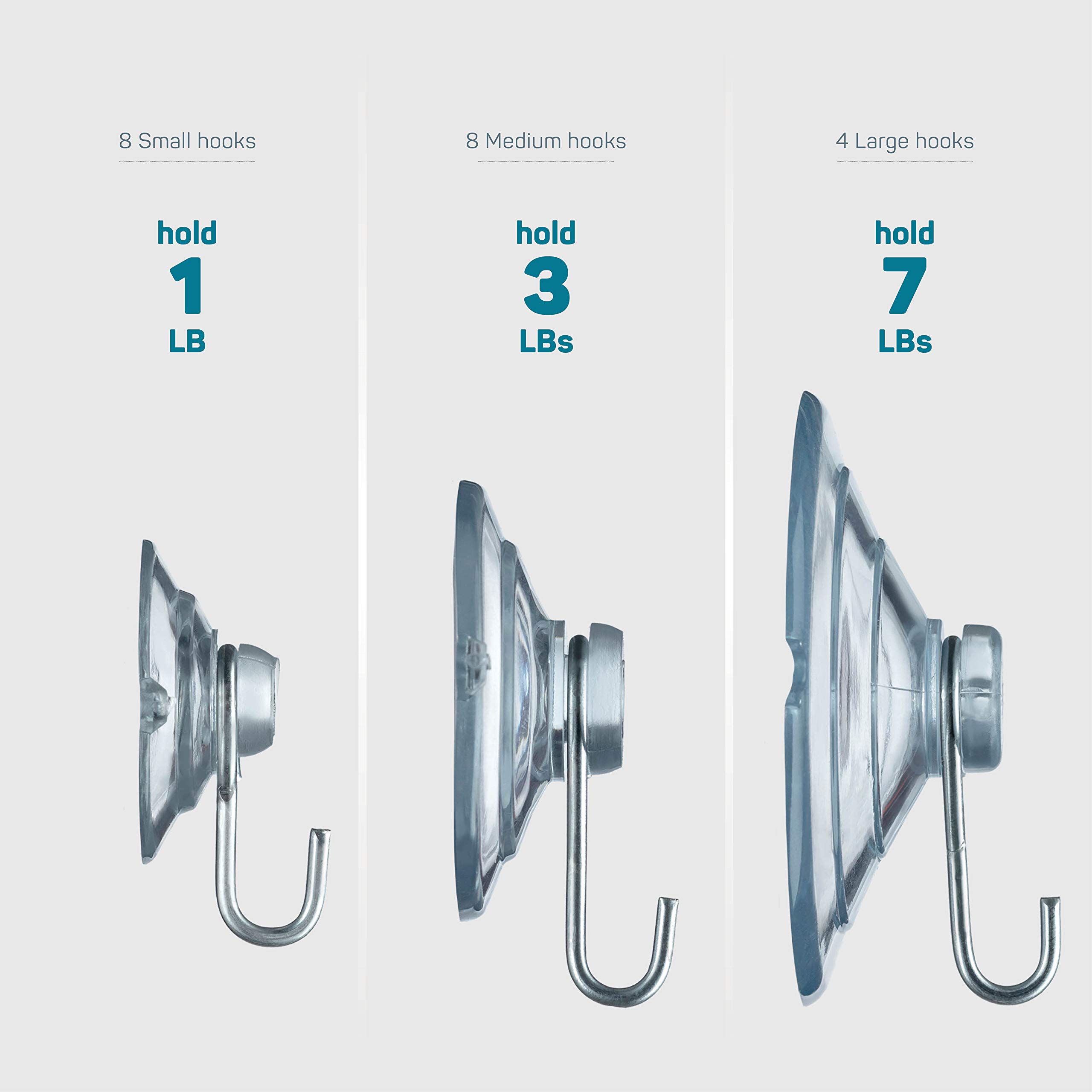 SEWANTA Heavy Duty Suction Cup Hooks - 10 Pack Multi-Size Set (2 Large, 4 Medium, 4 Small) for Glass, Windows, Mirrors, Tiles - Strong Adhesive Hanging Hooks for Bathroom, Kitchen, Office Organization & Home Decor