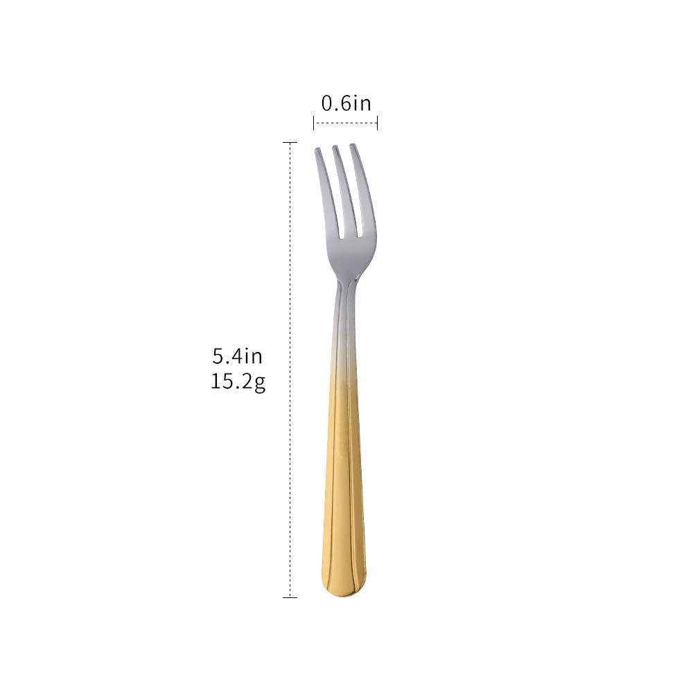 12-Piece Stainless Steel Cocktail Cake & Appetizer Fork Set - Elegant Gradient Gold Dessert Forks for Parties, Weddings & Fine Dining