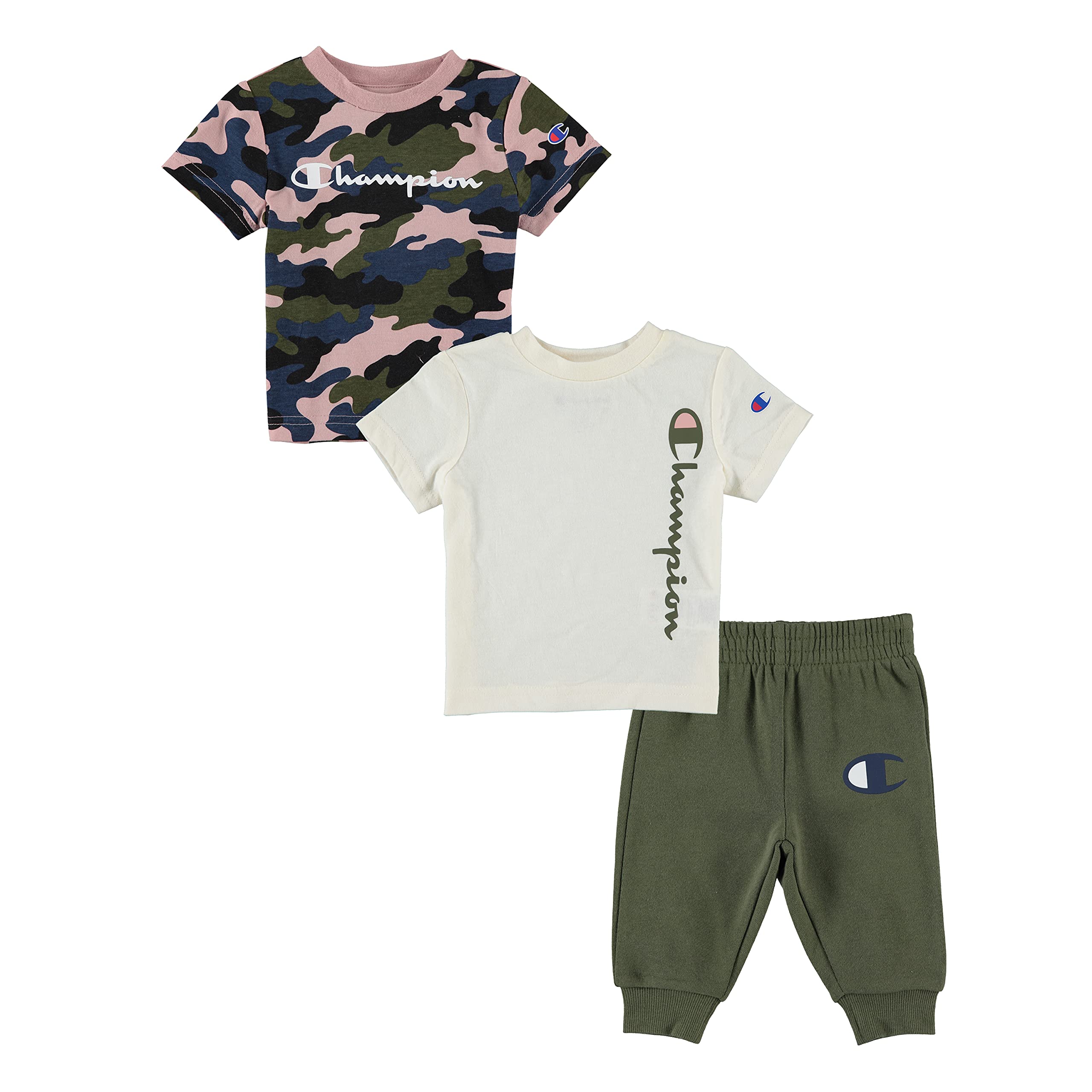 Champion Baby Boy 3-Piece Set - Tees & Fleece Pants for Newborns - Casual Outfit