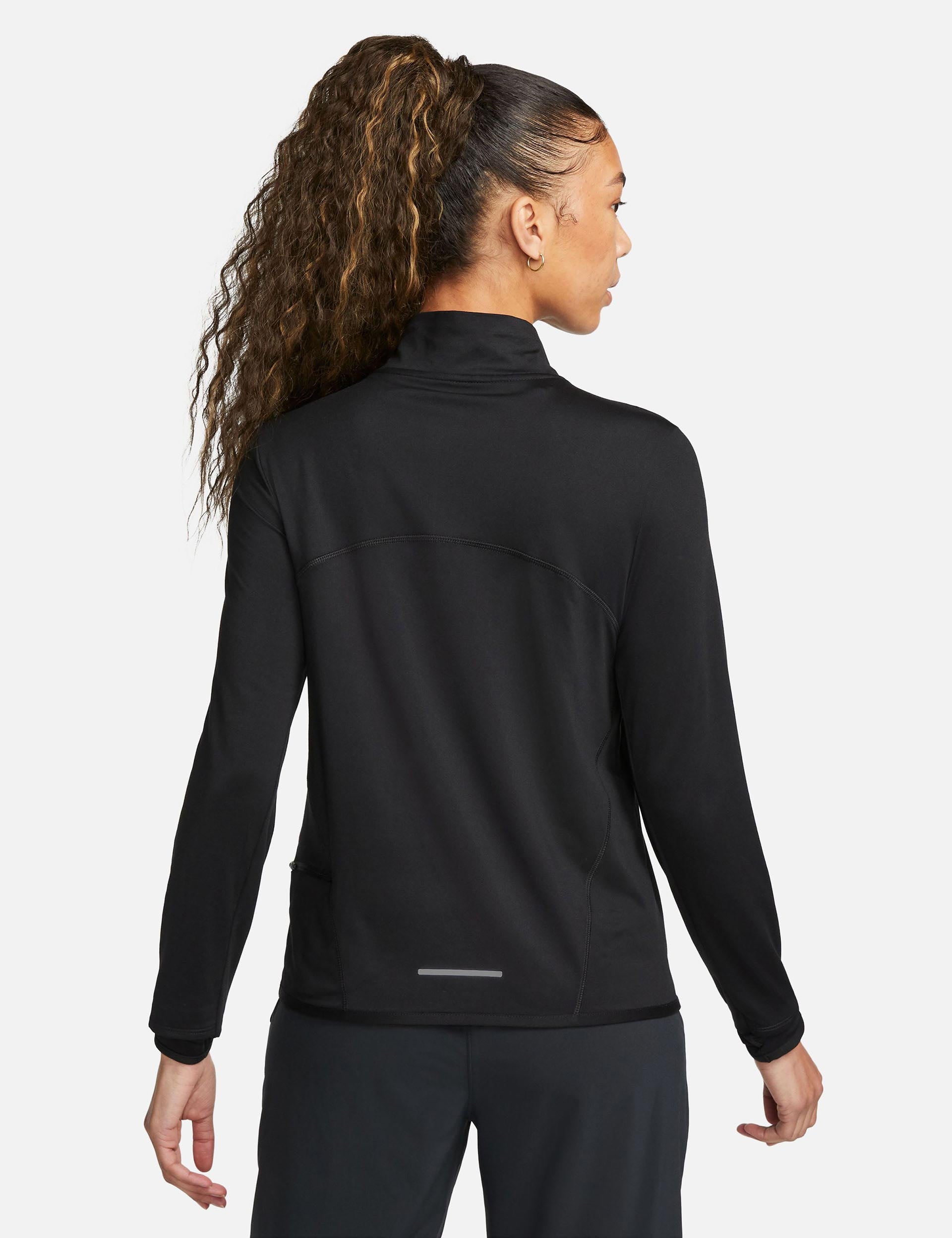 Nike Dri-FIT Swift Element UV 1/4 Zip Running Top - Breathable Moisture-Wicking Performance Shirt for Men & Women | Black/Reflective Silver | Ideal for Jogging, Gym Workouts & Outdoor Activities