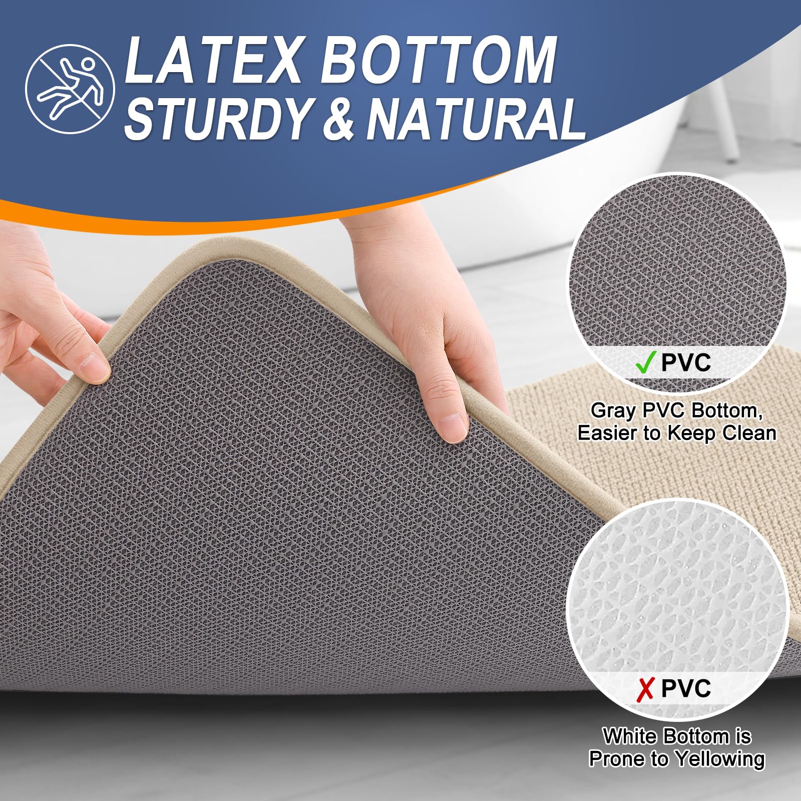 OLANLY Thick Memory Foam Bath Mat Rug 30x20 Inches - Ultra Soft Absorbent Bathroom Rug with Quick Dry & Non-Slip Design | Machine Washable Shower Mat for Bathroom, Tub & Shower | Home Decor Accessories in Beige | Perfect for Spa-Like Bathroom Experience & Guest Bathrooms