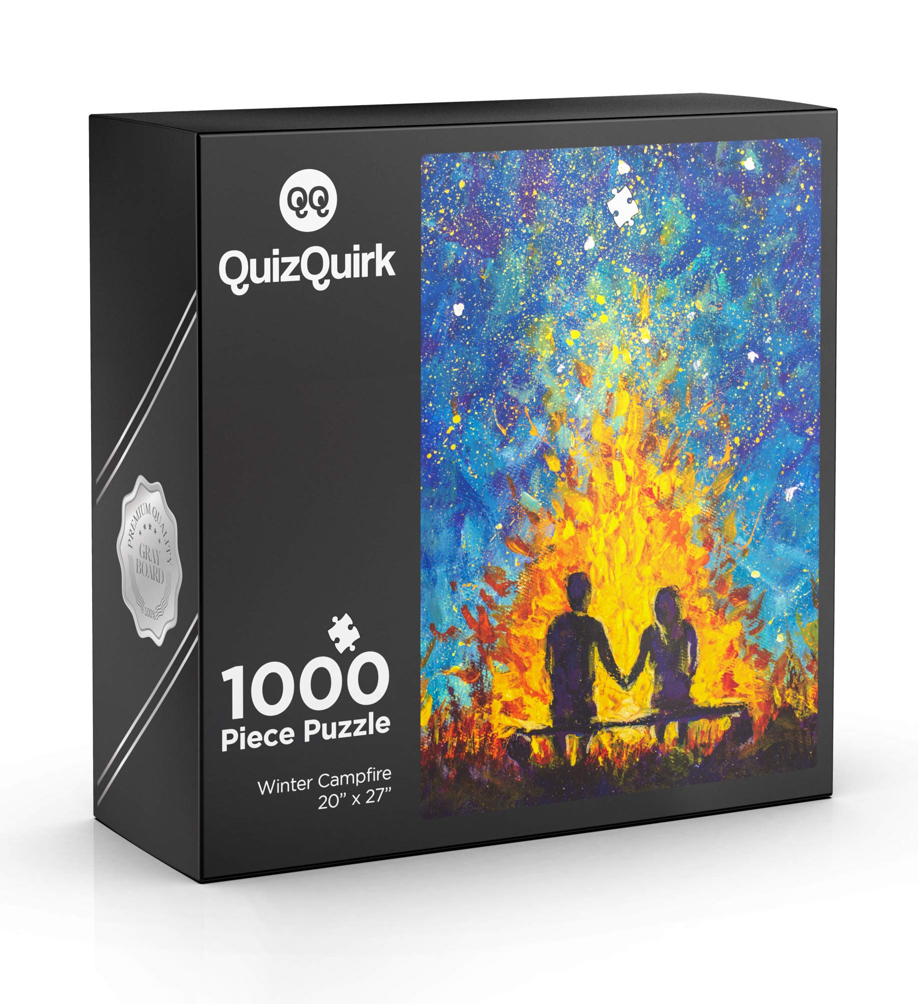1000 Piece Jigsaw Puzzle for Adults & Teens - Romantic Couple by Campfire Painting - Includes Puzzle Saver Kit - Perfect for Family Game Night, Stress Relief & Home Decor