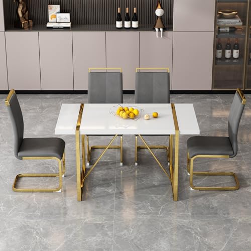 Gold Table + Dark Grey Chairs