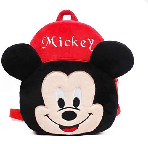 **Mickey Mouse Plush School Backpack for Kids - Soft Cartoon Character Backpack for Boys & Girls (Red) - Perfect for Preschool, Kindergarten & Daycare**