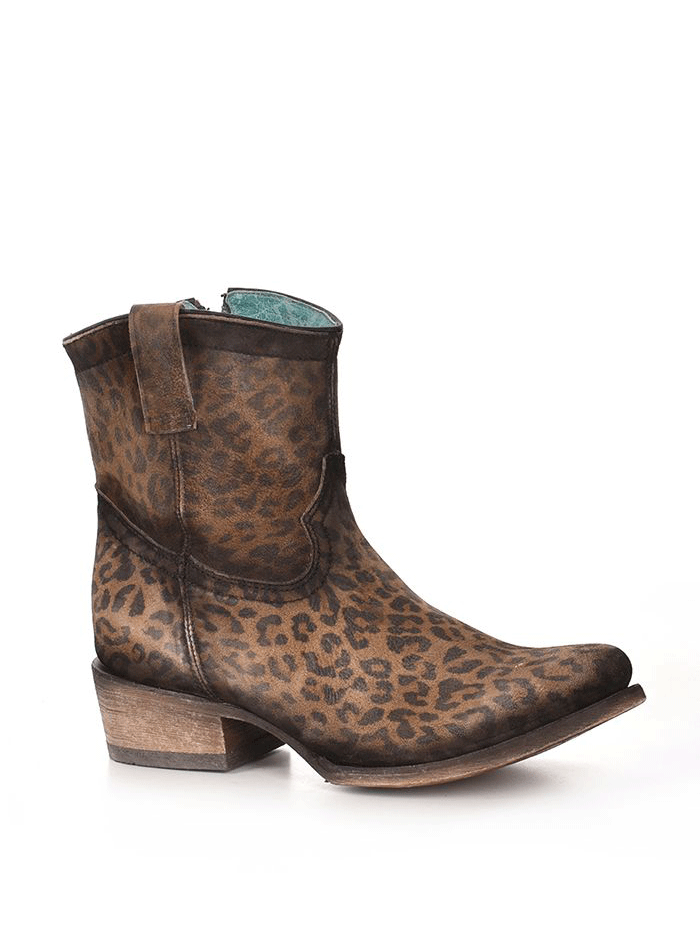 Corral C3627 Women's Leopard Print Round Toe Ankle Boots with Zipper - Stylish Western Booties for Casual Outfits & Country Music Festivals