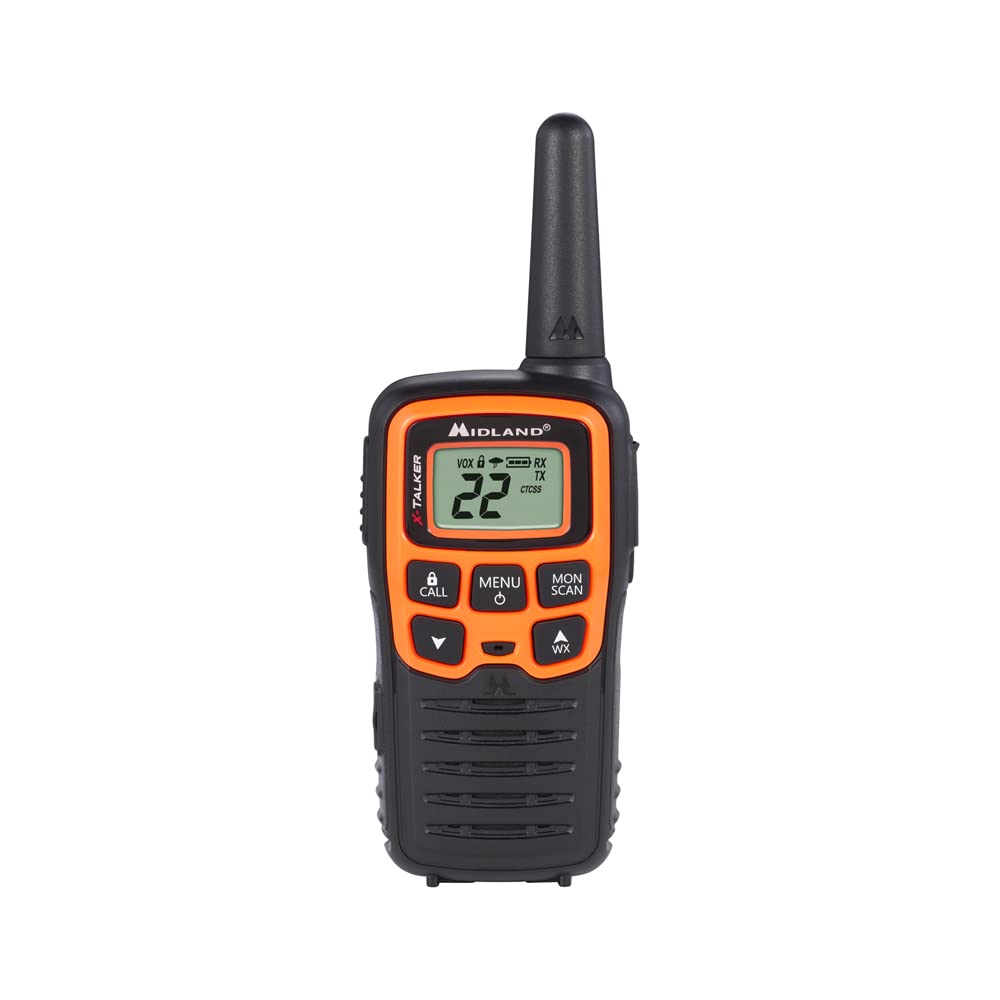 Midland T51X3VP3 X-TALKER Walkie Talkie - Long Range Two Way Radio for Camping, Hiking & Outdoor Adventures | Handheld FRS/GMRS Compact Walkie Talkies for RZR, UTV & Off-Road Vehicles | NOAA Weather Alert & Scan | Black/Orange (3-Pack) | Perfect for Emergency Communication & Group Activities