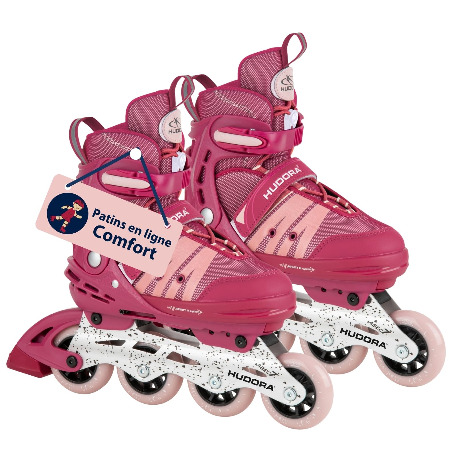 HUDORA Adjustable Inline Skates for Kids & Teens - Breathable Comfort Fit Rollerblades with Size Extension up to 6 Sizes - Perfect for Outdoor Sports, Fitness & Family Fun Activities