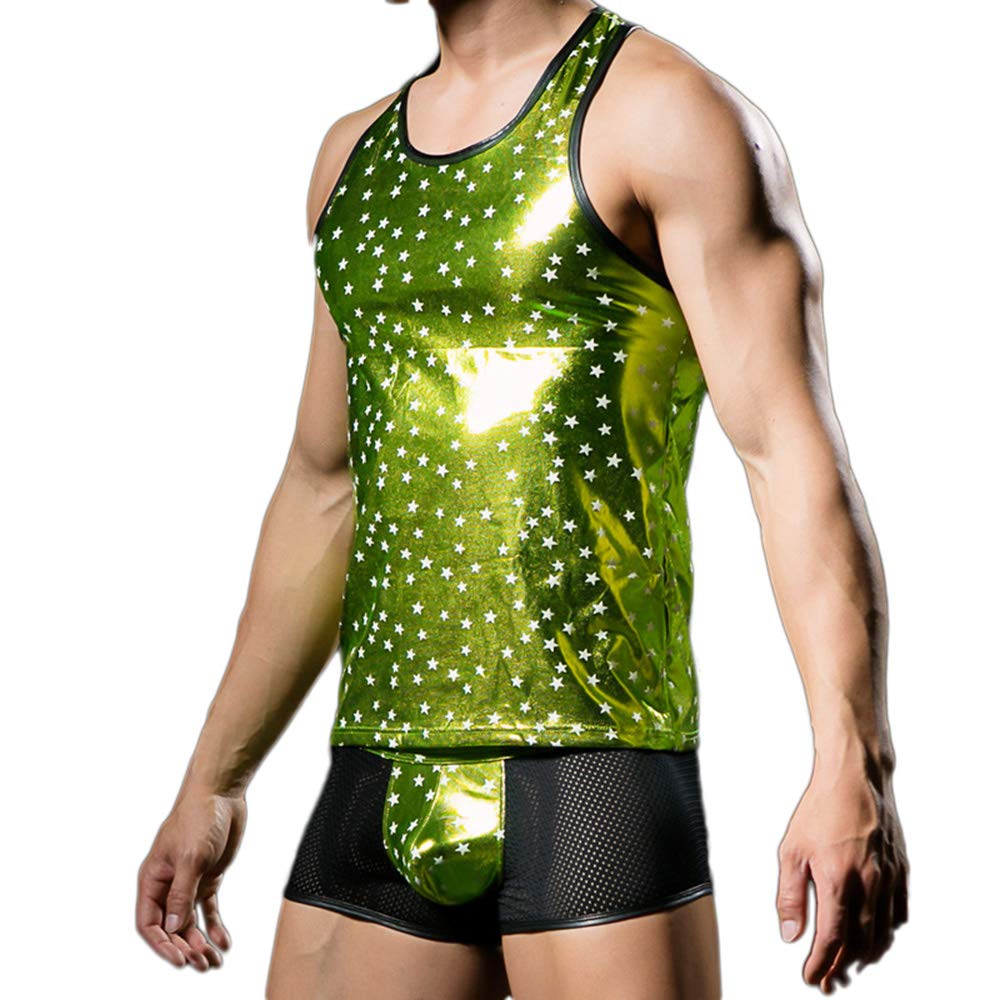 Mendove Men's Metallic Star Print Sleeveless Tank Top - Stylish Summer Muscle Shirt for Gym, Beach & Casual Wear