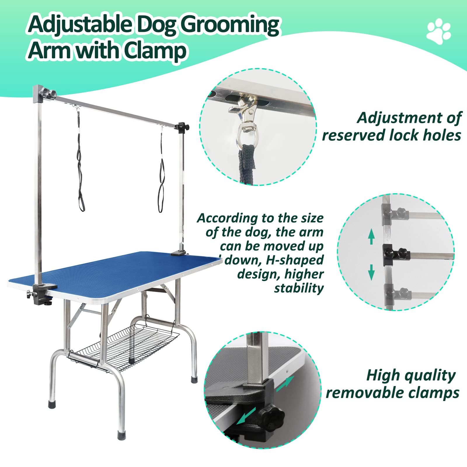 LOVMOR 42 Inch Adjustable Dog Grooming Table with Arm, Noose & Mesh Tray - Professional Pet Grooming Station for Home Use, Perfect for Bathing, Trimming & Styling Small to Large Dogs