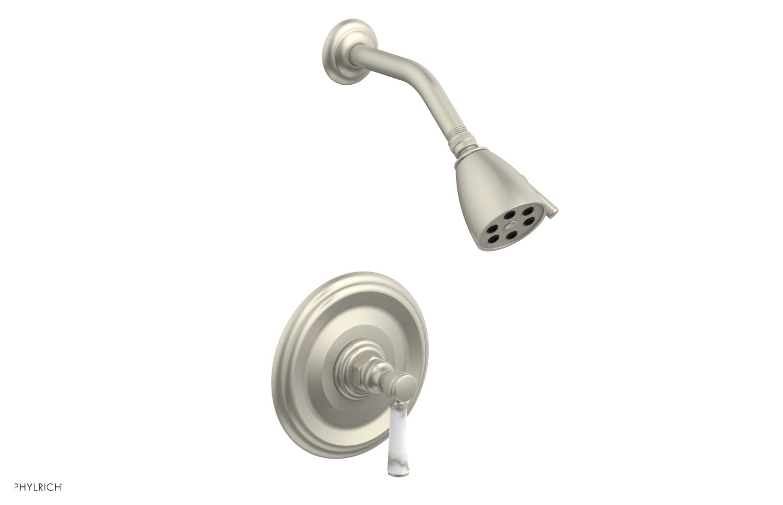 HEX TRADITIONAL Pressure Balance Shower Set - White Marble Finish, 500 GPM, 23 Function Spray - Perfect for Modern Bathroom Renovations & Spa-Like Shower Experience