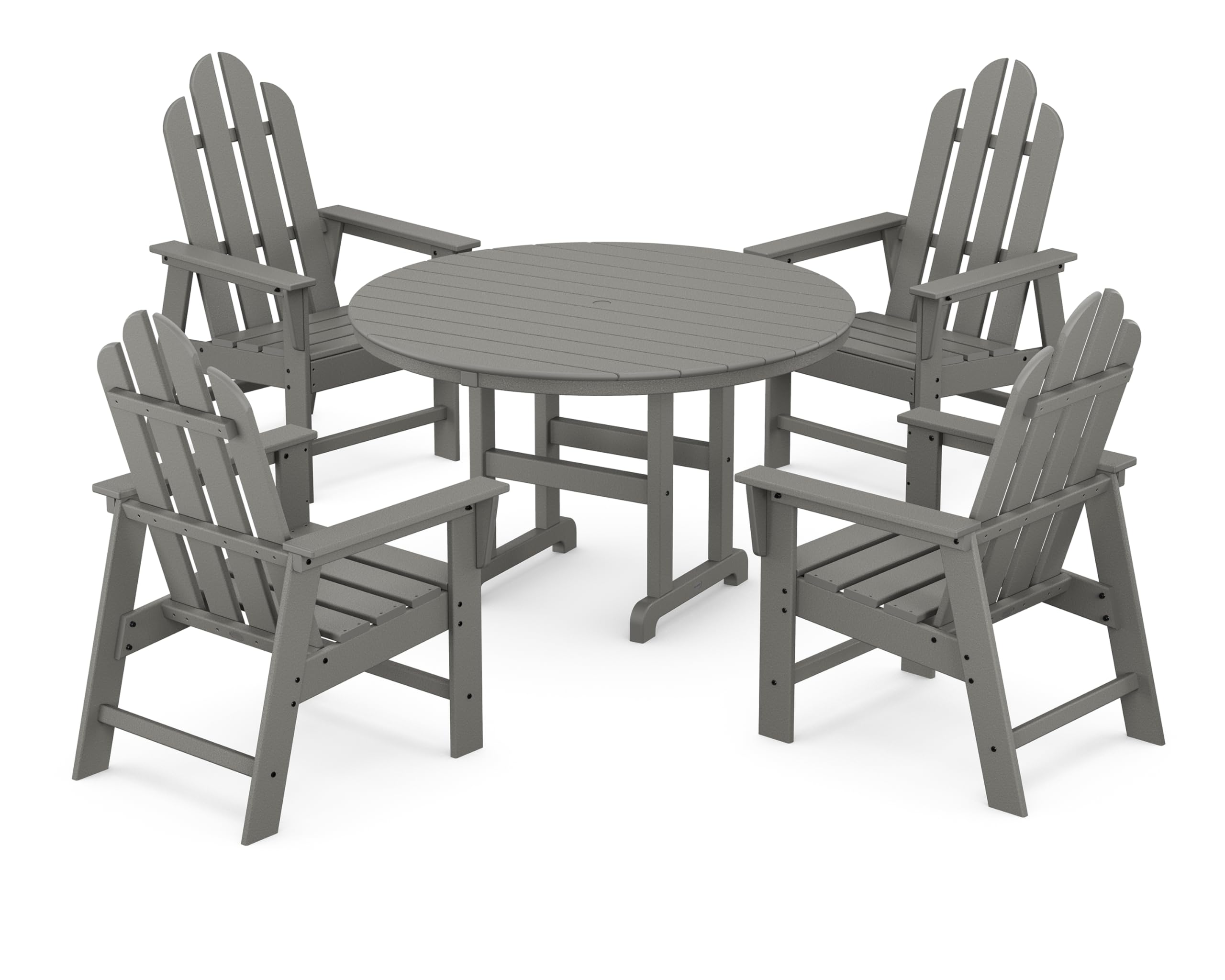 POLYWOOD® Long Island Outdoor Dining Set - 5-Piece Patio Furniture with Table & Chairs, Weather-Resistant Slate Grey - Perfect for Backyard, Garden, Poolside & Deck Dining