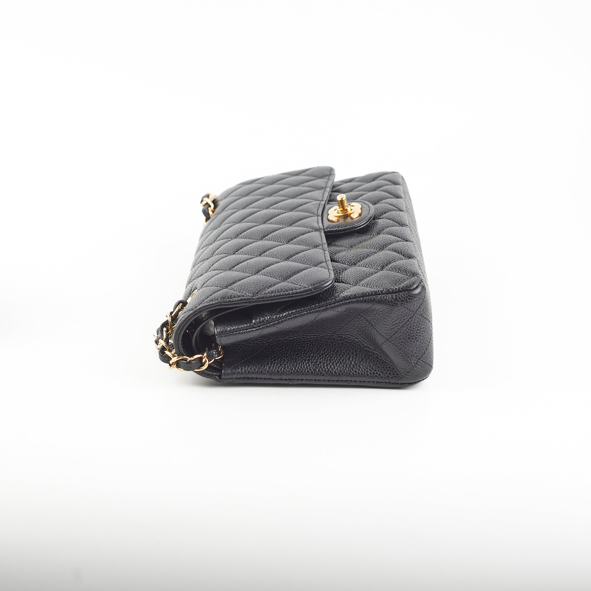 Chanel Classic Double Flap Bag Medium/Large Size in Black Caviar Leather - Perfect for Work, Evening Events & Luxury Fashion Accessories