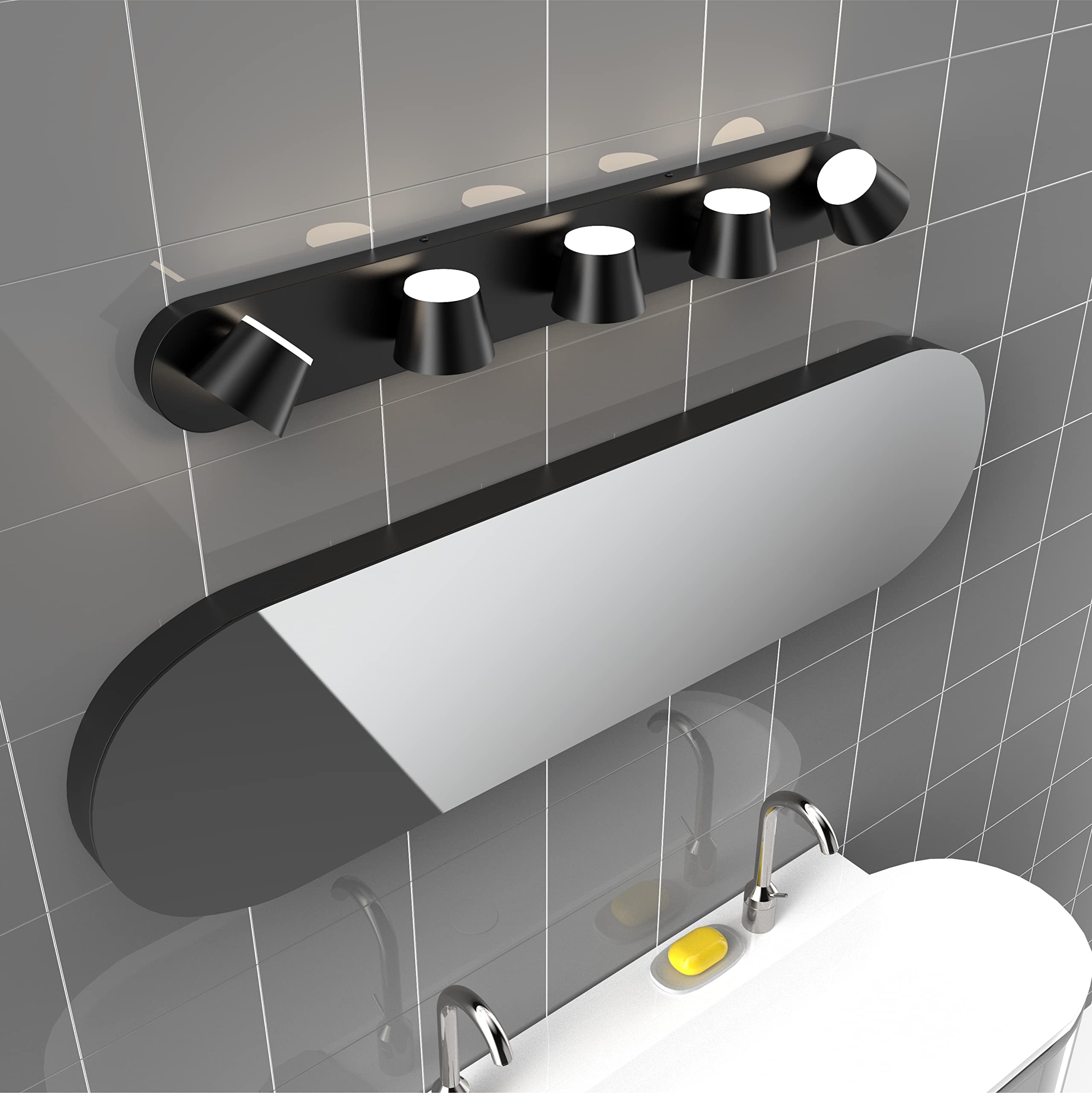 URSOLA 5-Light Black LED Bathroom Vanity Light Fixture - 34
