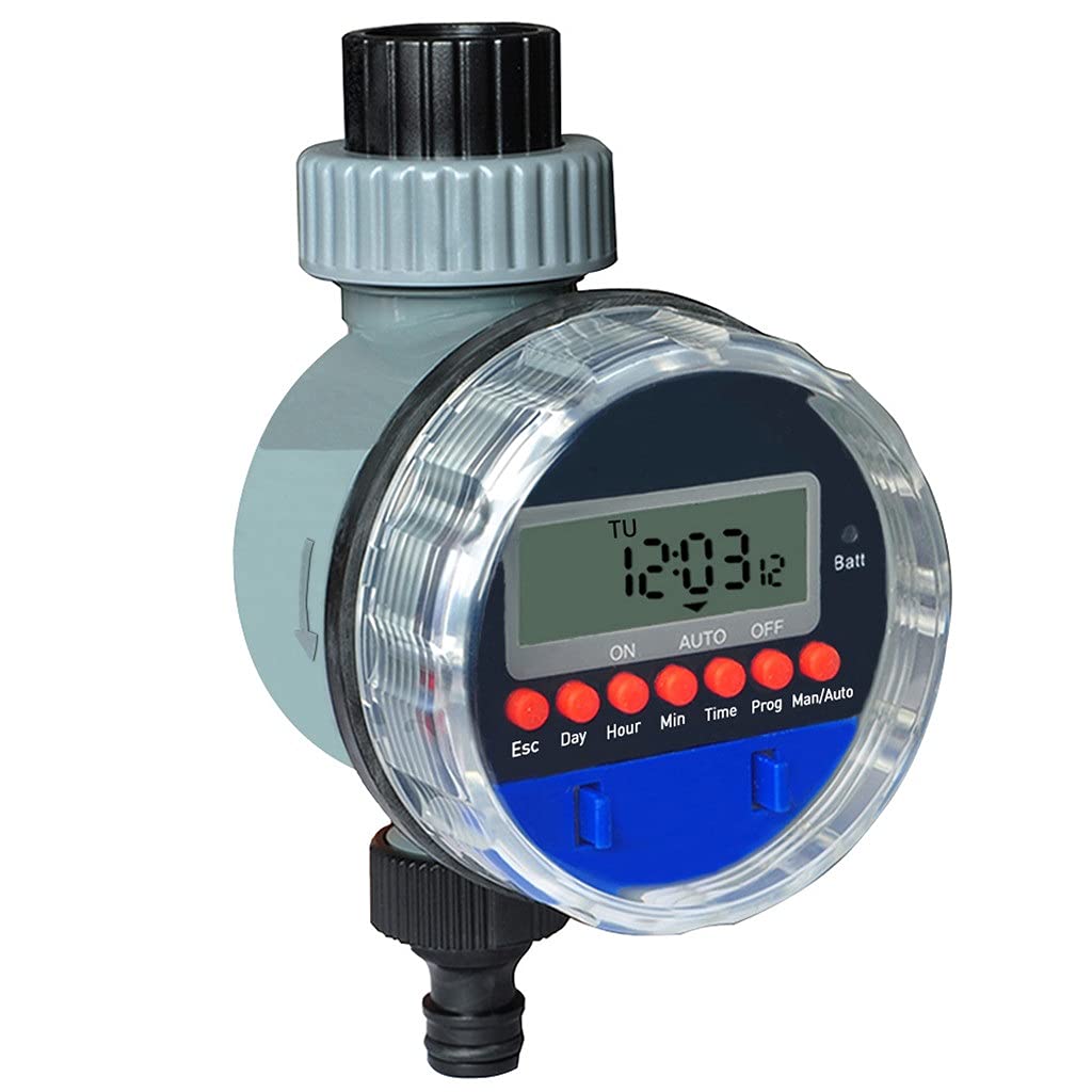 Automatic LCD Display Water Timer - Smart Garden Irrigation Controller with Ball Valve for Home & Outdoor Use - Perfect for Lawns, Flower Beds & Drip Systems
