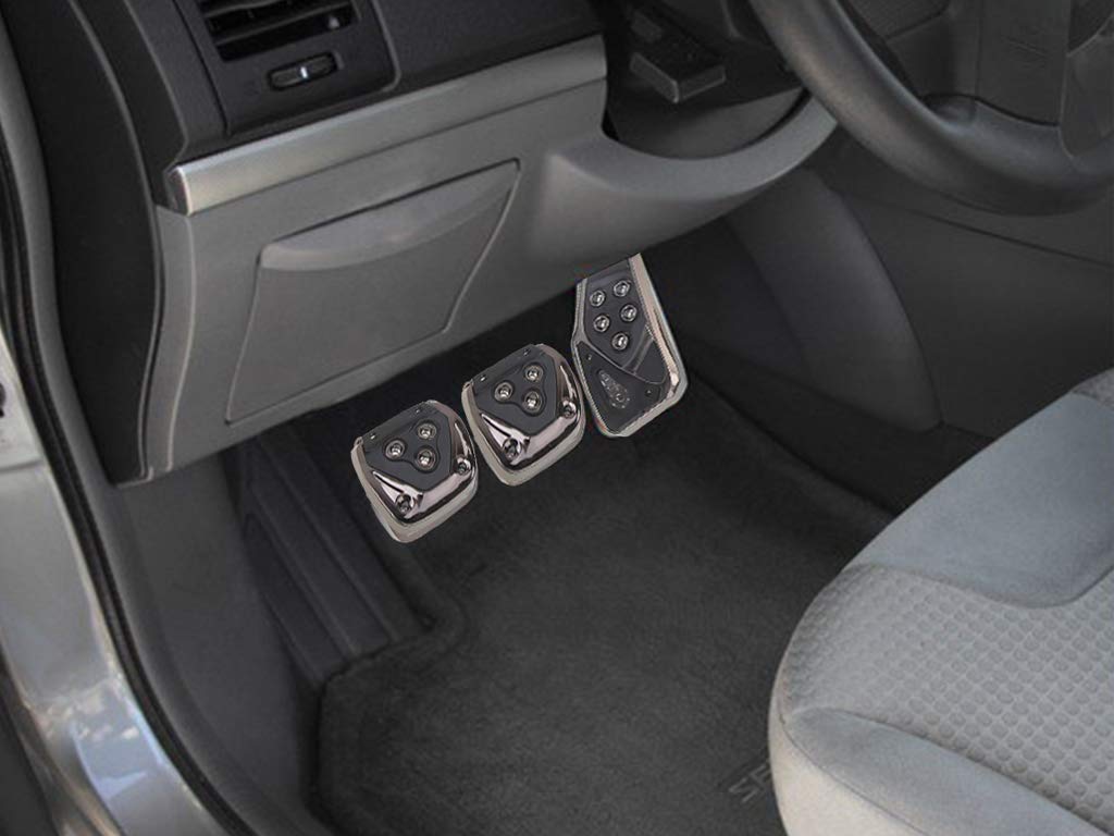 Selifaur 3-Piece Non-Slip Manual Car Pedal Covers Set - Anti-Skid Rubber Foot Pads for Chevrolet Spark | Perfect for Driving Safety & Comfort | Ideal for City Commuting & Long Road Trips
