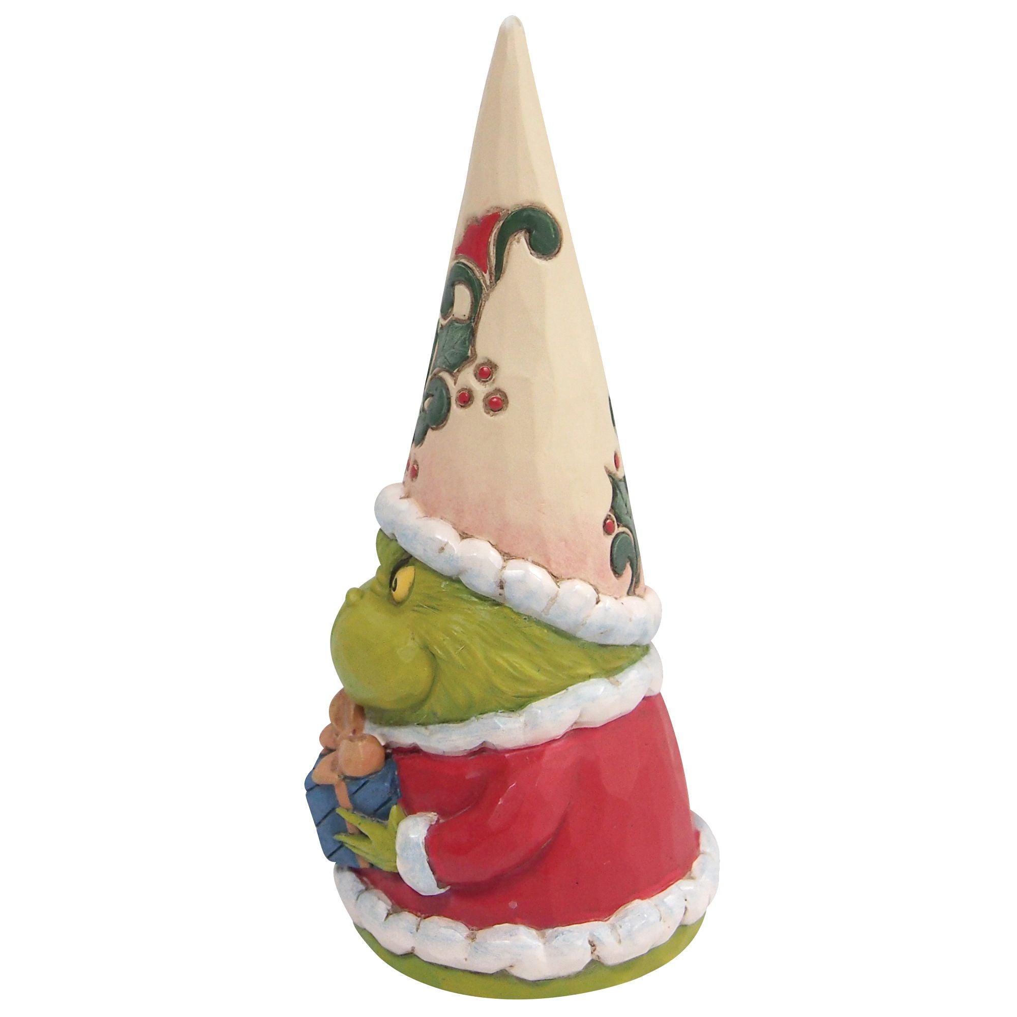 Christmas Grinch Gnome Holding Present - Festive Holiday Decor for Home, Office & Yard - Perfect for Xmas Party, Gift Exchange & Outdoor Decorations