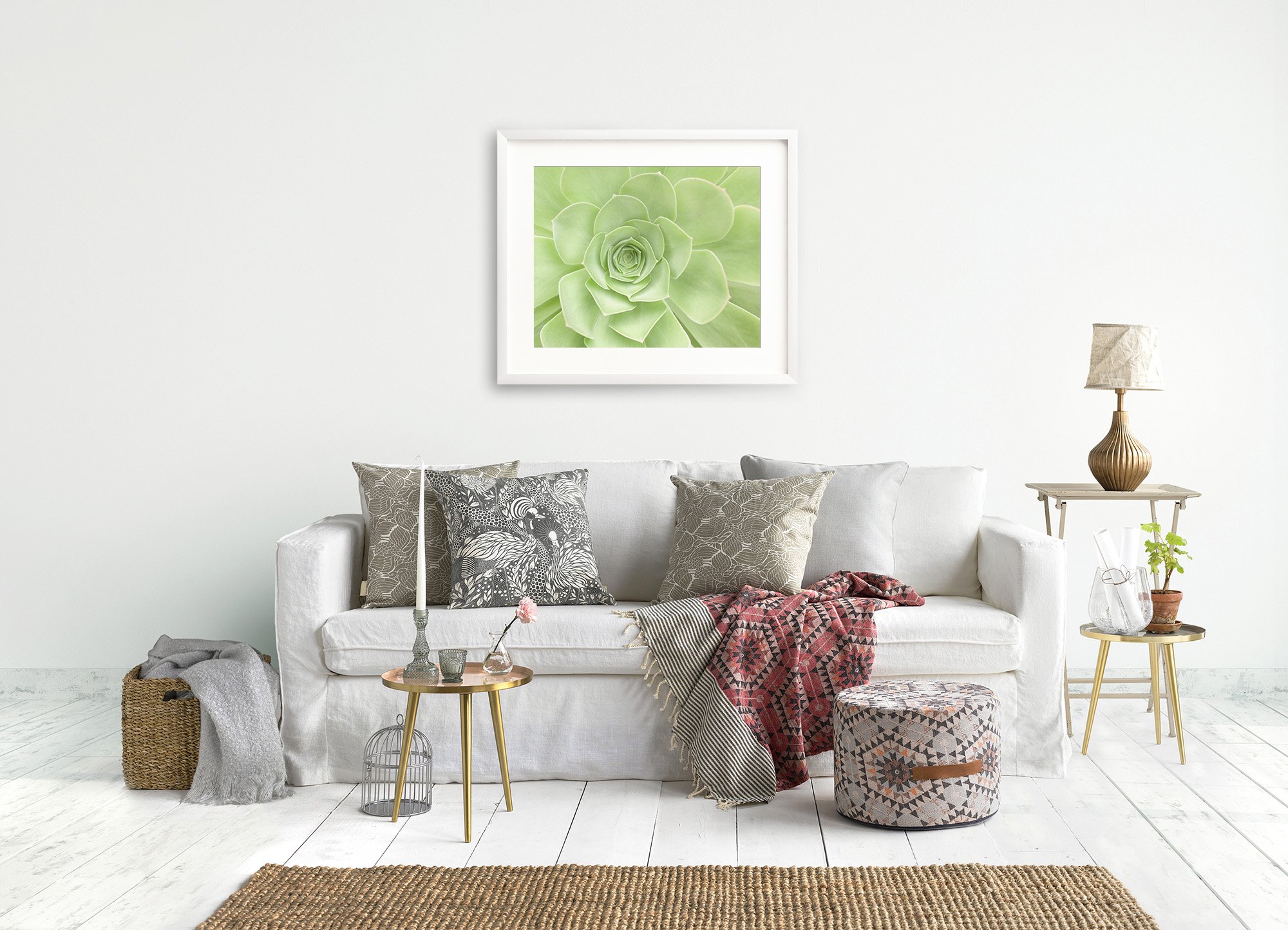 Succulent Floral Wall Art Print - Sage Green Botanical Decor for Bathroom, Living Room & Bedroom - 30x40 Inches Unframed Picture - Perfect for Home & Office Decoration
