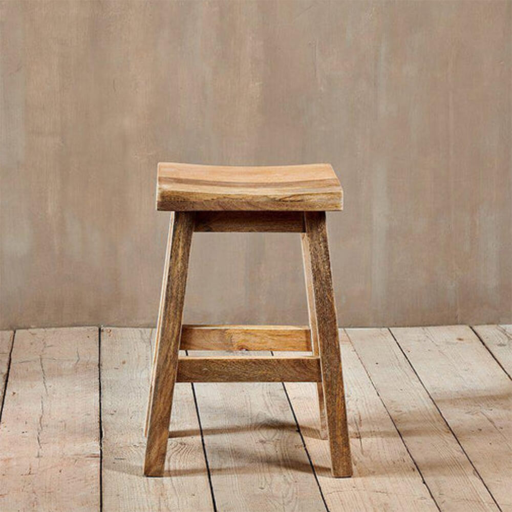 Ambi Mango Wooden Stool - Handcrafted Solid Wood Stool with Carved Design | Perfect for Home Decor, Living Room, Bedroom & Patio Furniture