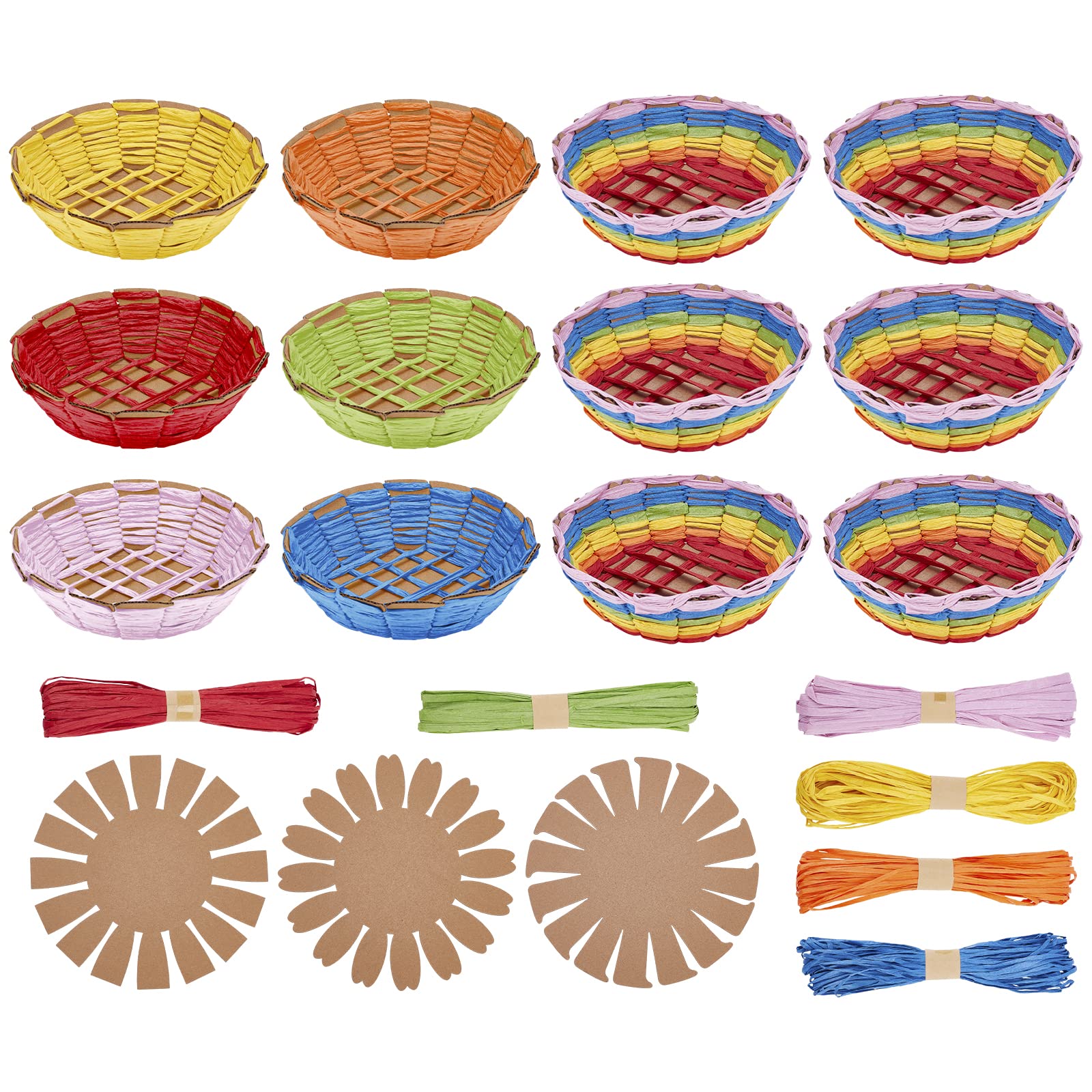 FREEBLOSS 12-Piece Basket Weaving Kit for Beginners - DIY Woven Bowl Making Set with Video Tutorial | Kids Arts & Crafts, Easter Basket Decorations | Perfect for Home Decor, Gift Making & Holiday Activities