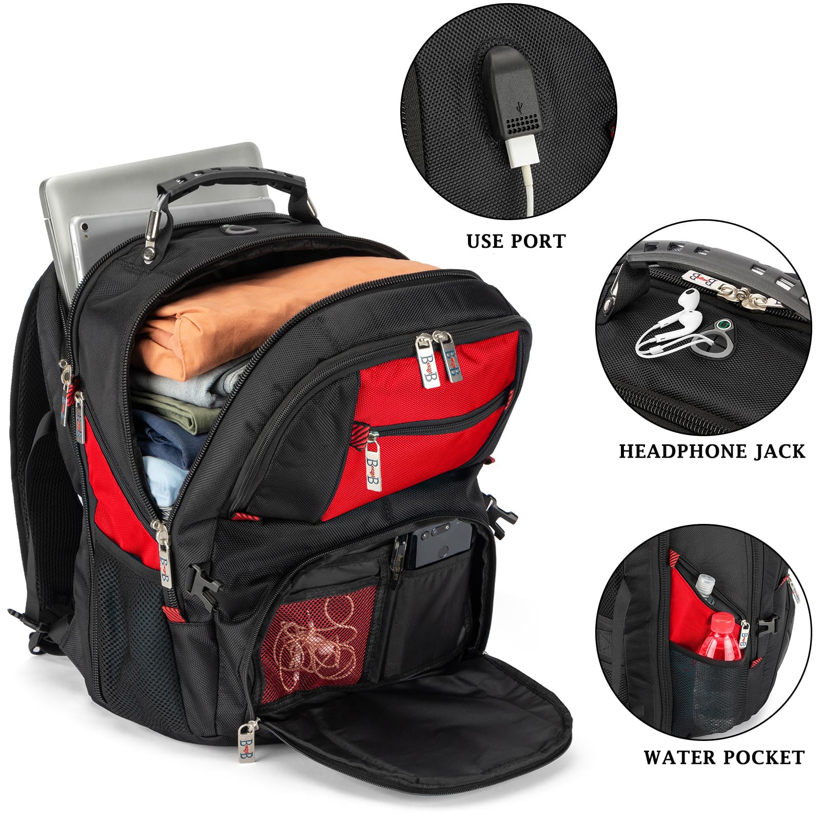 Boardingblue 17x13x8 Inches Laptop Backpack for College & Travel - Under-Seat Carry-On Backpack for Men & Women - Fits JetBlue, Spirit, Frontier Airlines (Red) - Perfect for School, Work & Airplane Travel