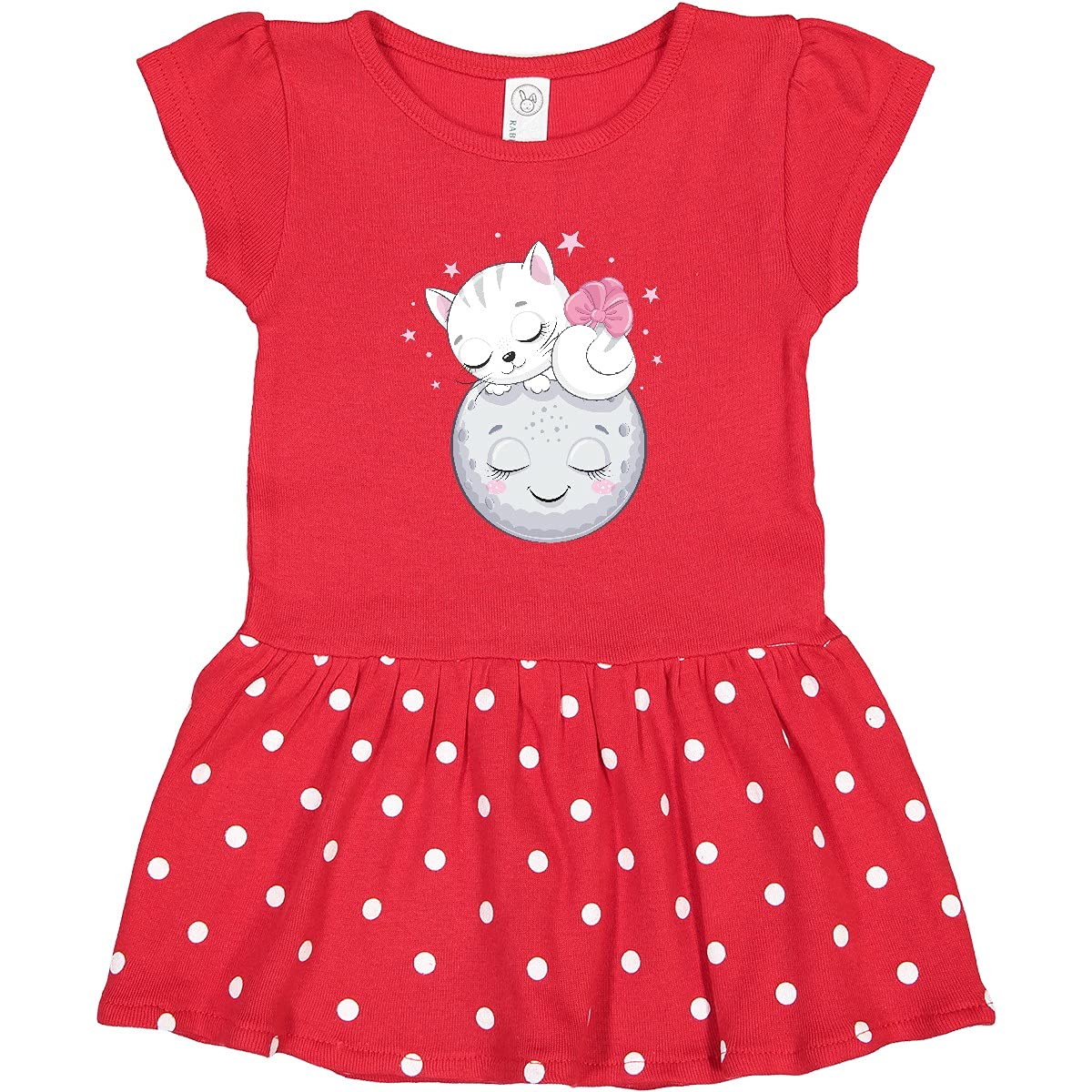 Inktastic Cat on The Moon Toddler Dress - Cute Space Themed Outfit for Girls, Baby & Kids | Perfect for Birthday Parties, Playdates & Family Photos