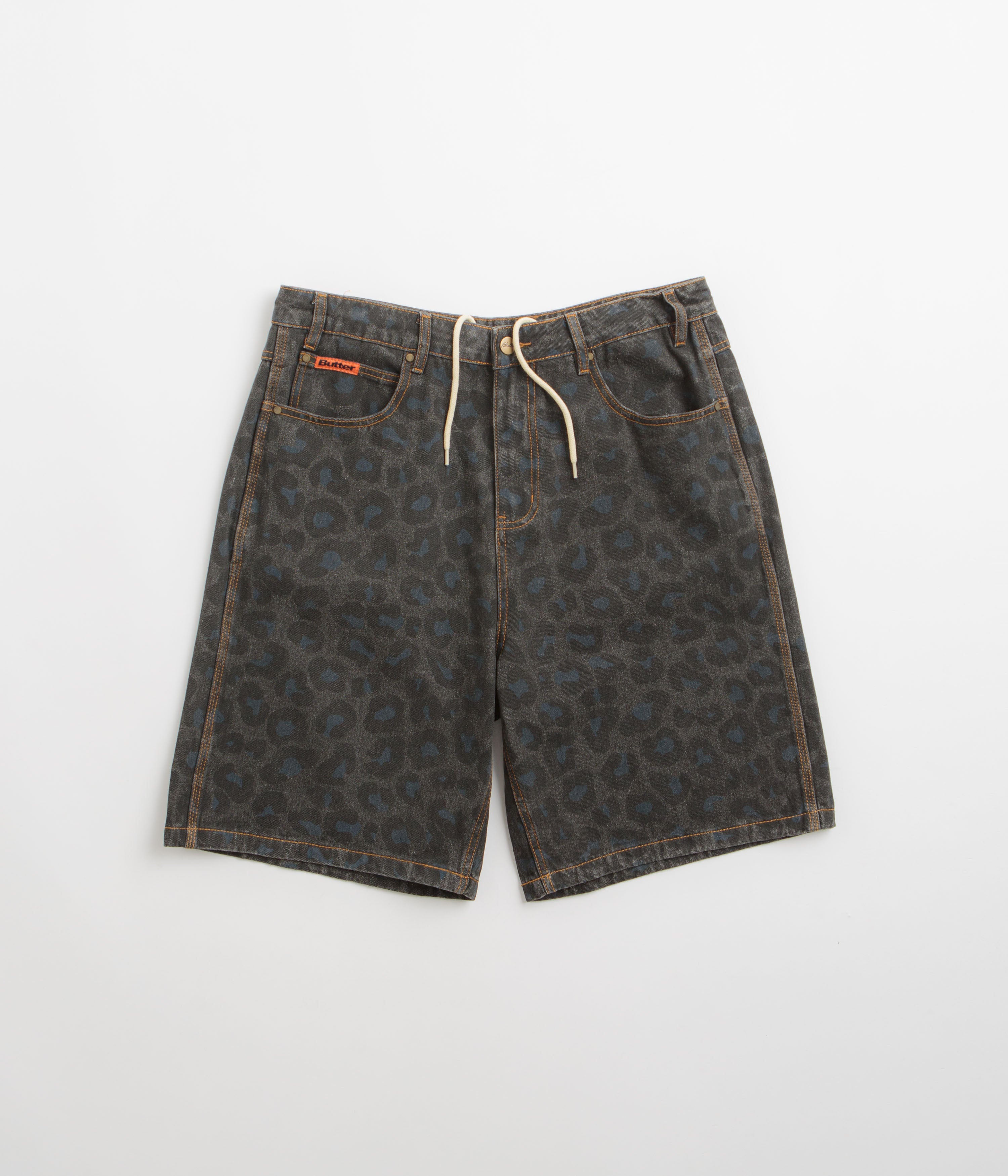 Butter Goods Leopard Print Denim Shorts for Women - Black High Waisted Vintage Style | Perfect for Summer Outfits, Casual Wear & Music Festivals