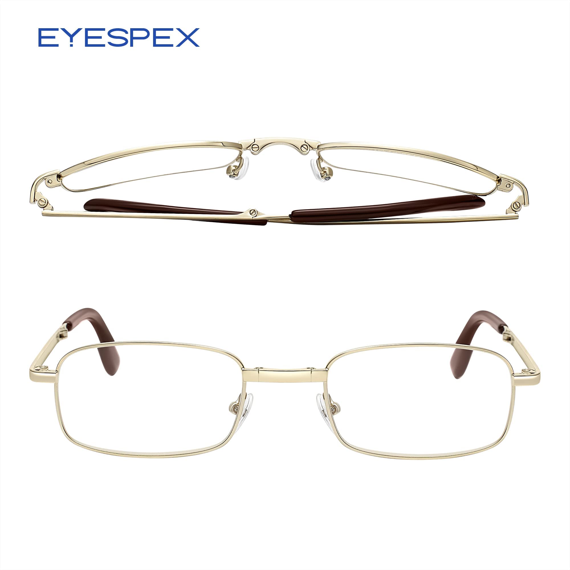 2 Pack Folding Reading Glasses for Men & Women - Compact Foldable Full Frame Computer Readers - Lightweight Portable Eyewear for Reading, Travel, Office & Daily Use