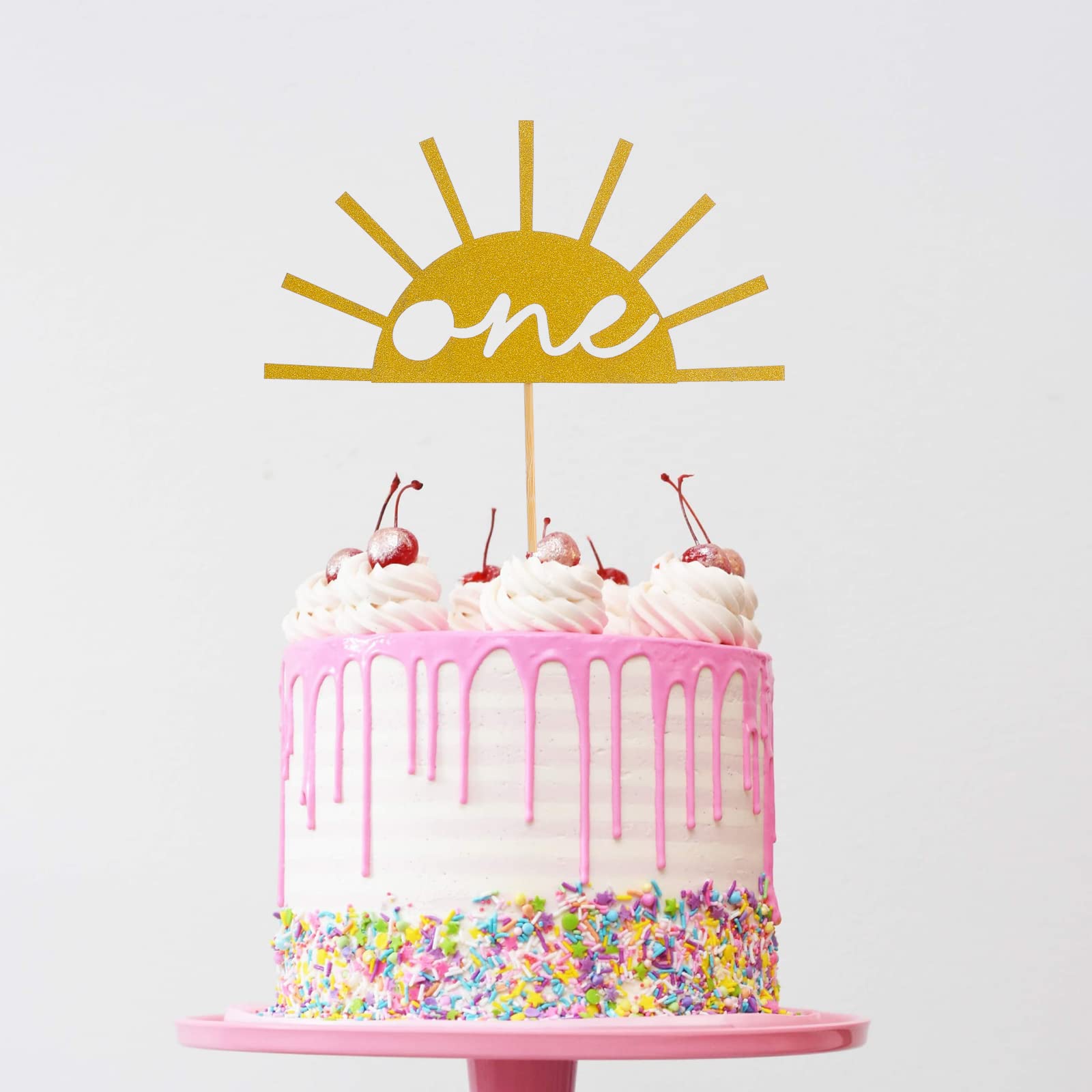 Gold Glitter 1st Birthday Cake Topper - ONE Cake Topper for Baby's First Birthday, Smash Cake Decoration, Party Supplies & Photo Props | Perfect for 1st Birthday Celebrations, Cake Smash Photos, and Baby Shower Decorations
