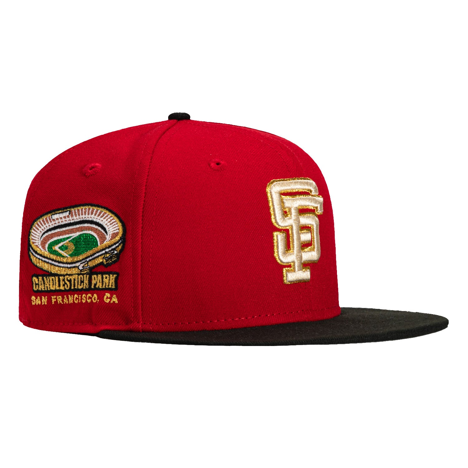 New Era 59Fifty San Francisco Giants Candlestick Park Patch Snapback Hat - Red & Black Baseball Cap for Men & Women - Perfect for Games, Fan Gear & Streetwear Fashion