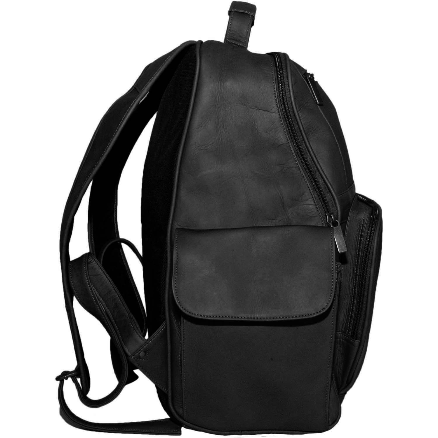 NBA Black Leather Large Laptop Backpack for Men & Women - Durable 17 Inch Computer Bag for Work, School, Travel & Gym - Spacious Business Backpack with USB Charging Port