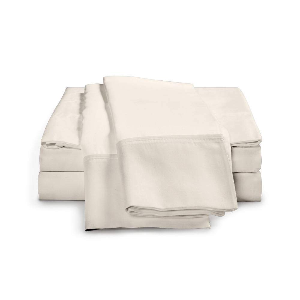 400 Thread Count 100% Egyptian Cotton Bed Sheet Set - Luxurious Deep Pocket Sheets for Full Size Bed - Includes 1 Flat Sheet, 1 Fitted Sheet & 2 Pillowcases - Ivory - Perfect for Hotels, Guest Rooms & Upscale Bedrooms