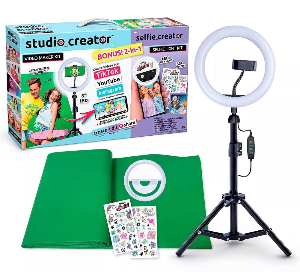 Professional Video Maker Kit with 2-in-1 Selfie Ring Light - Perfect for YouTube, TikTok & Live Streaming Content Creation